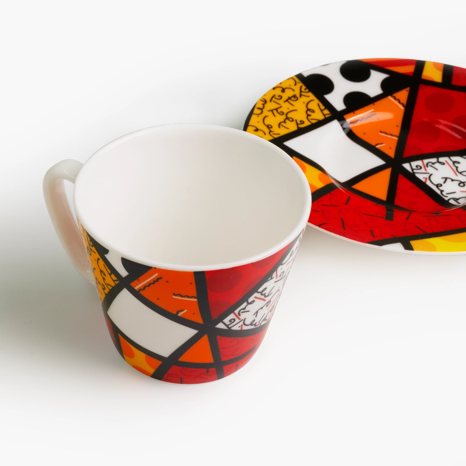 Red Landscape - Britto Espresso Coffee Cup & Saucer Plate