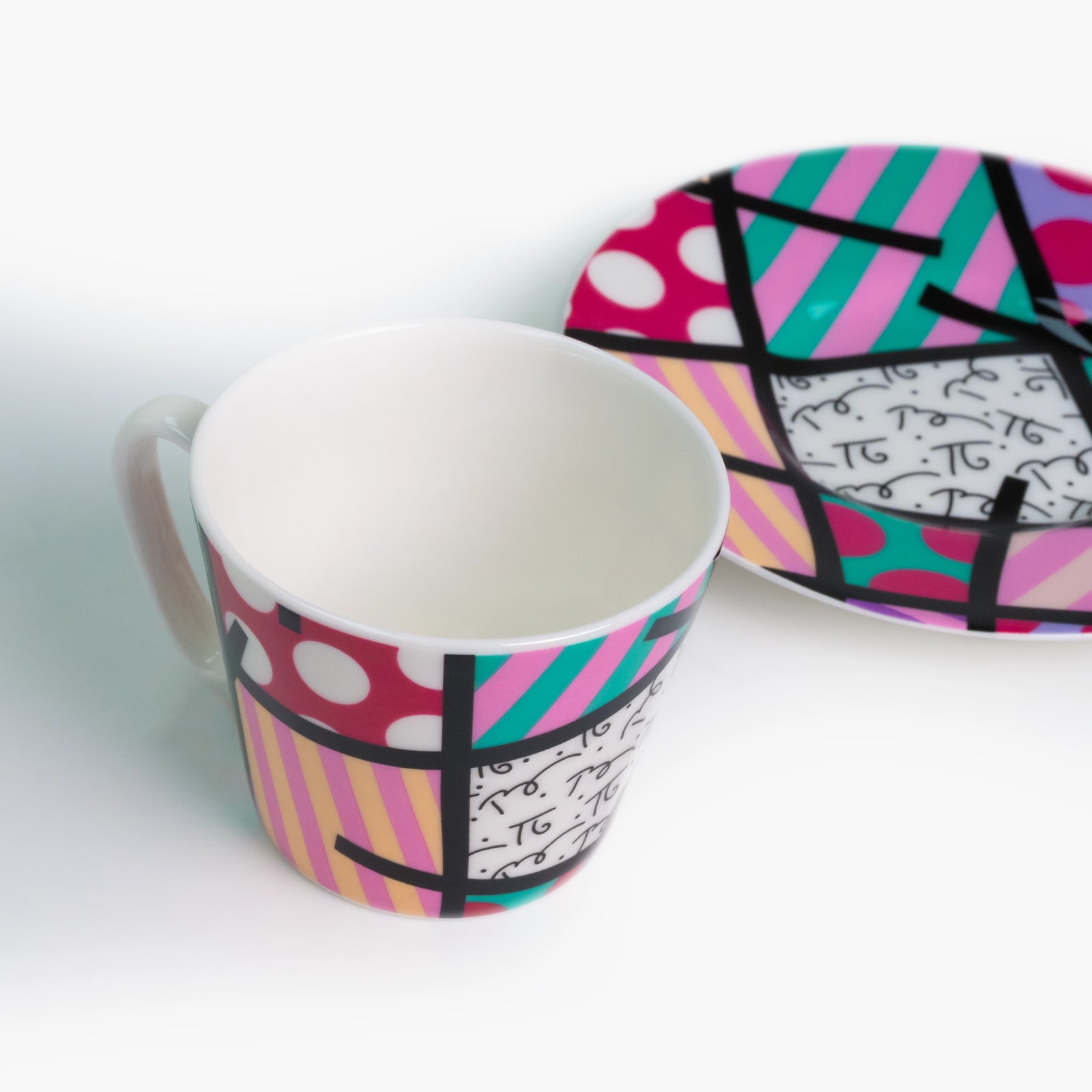 Pink Teal Landscape - Britto Espresso Coffee Cup & Saucer Plate