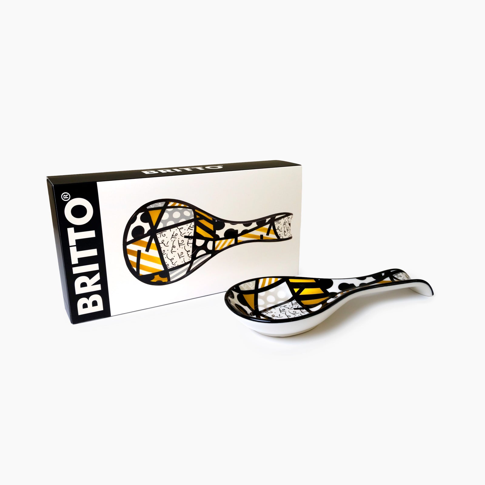black gold landscape britto spoon colorful decorative collectible gift idea
