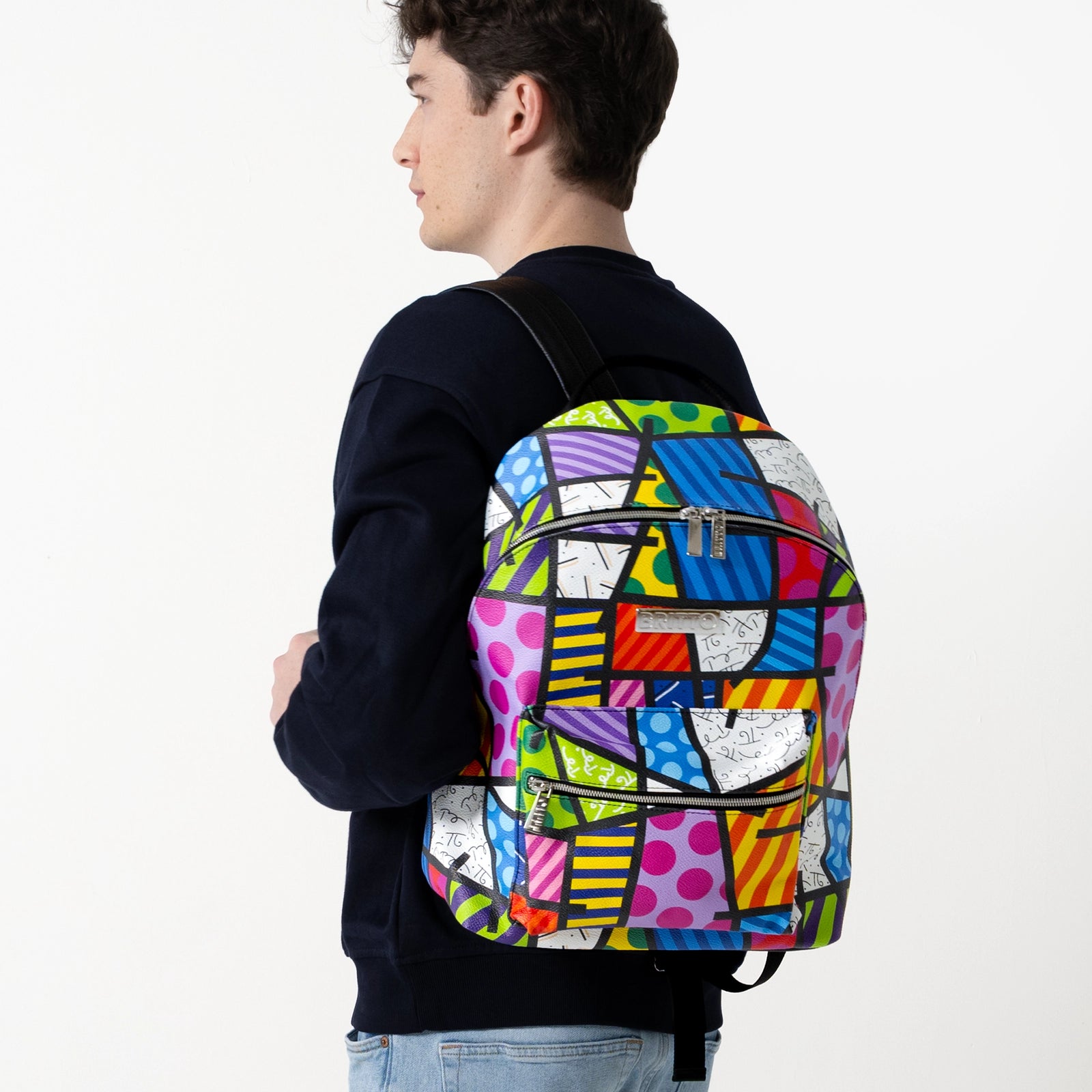 Colorful Landscape Britto Eco Leather Large Backpack