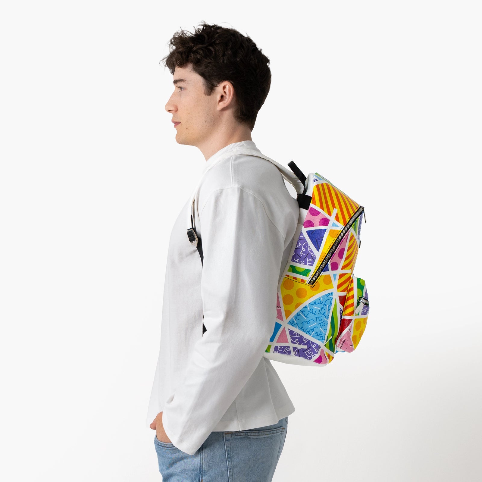 Baby Blue Landscape Britto Eco Leather Large Backpack