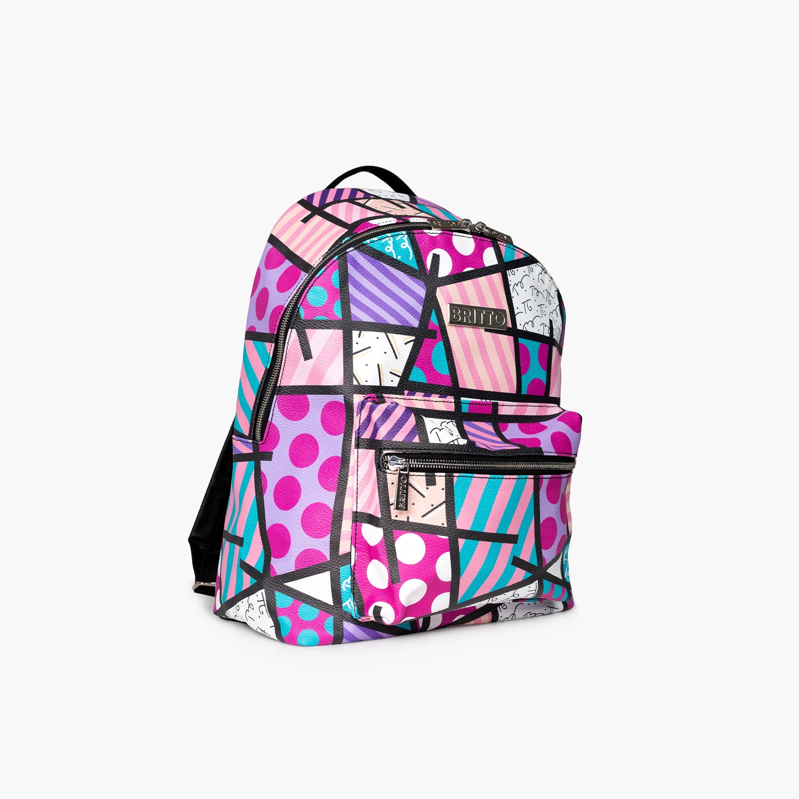 Pink Landscape Britto Eco Leather Large Backpack