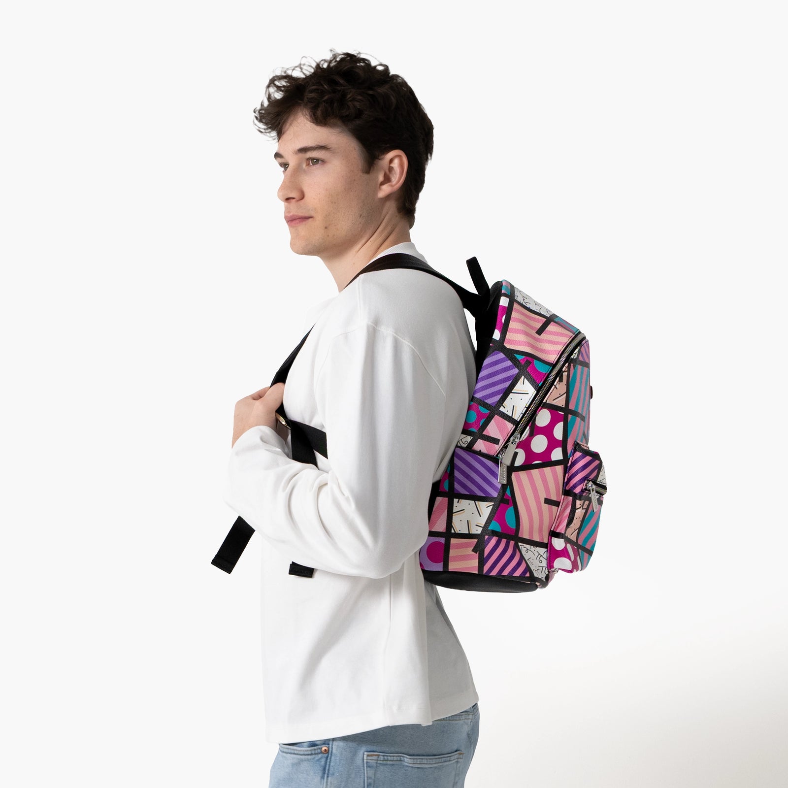 Pink Landscape Britto Eco Leather Large Backpack