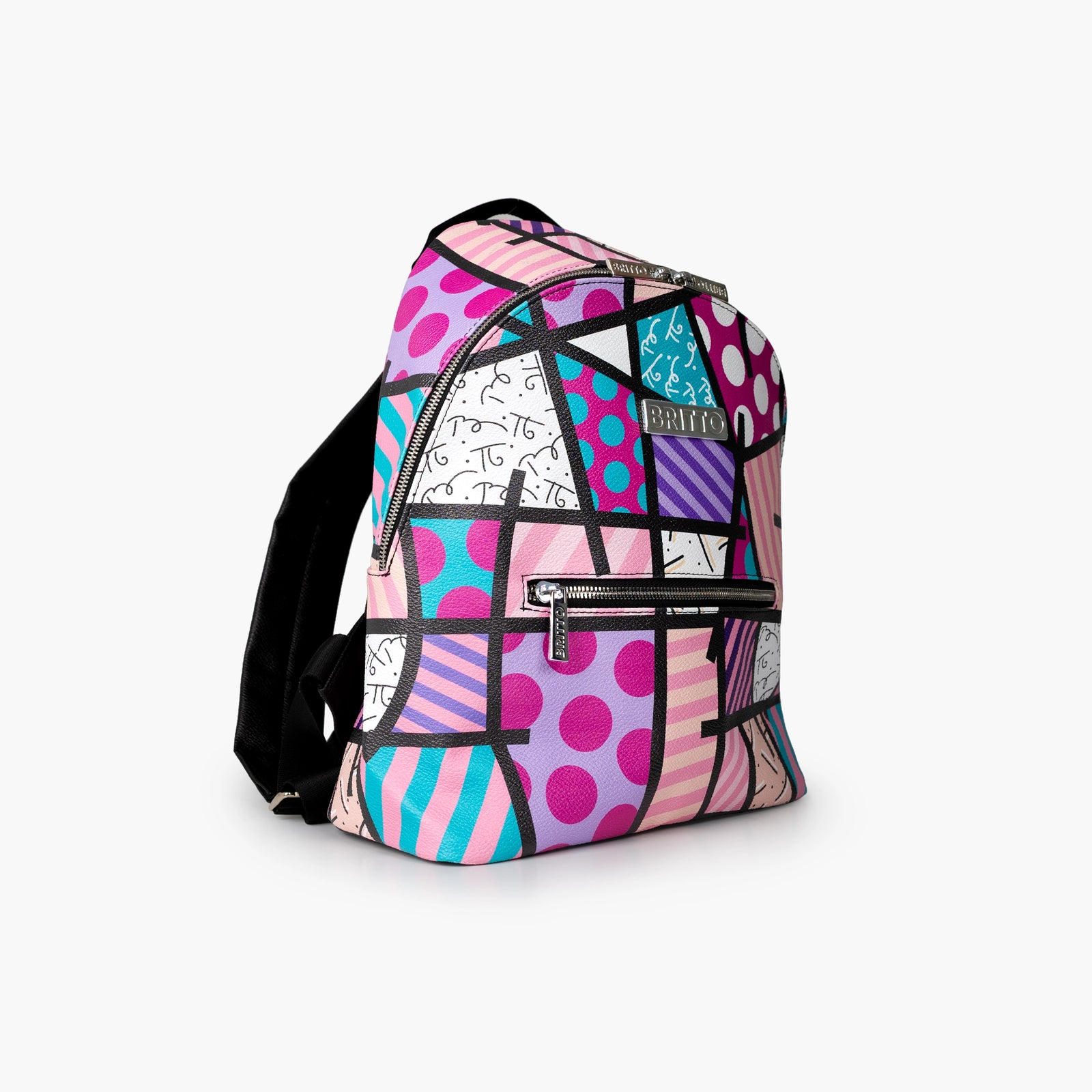 Pink Landscape Britto Eco Leather Small Backpack