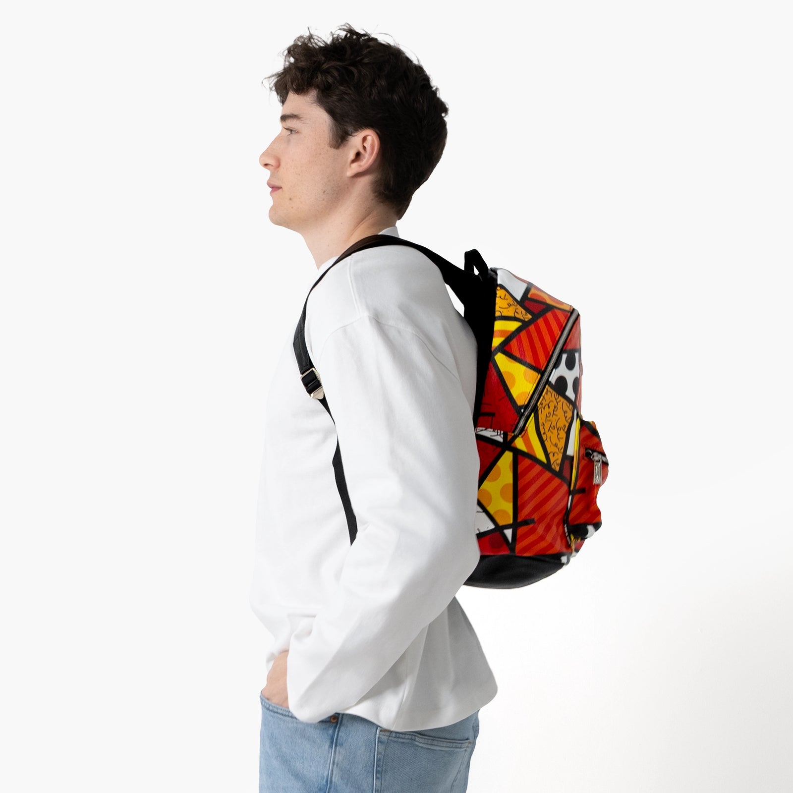 Red Landscape Britto Eco Leather Large Backpack