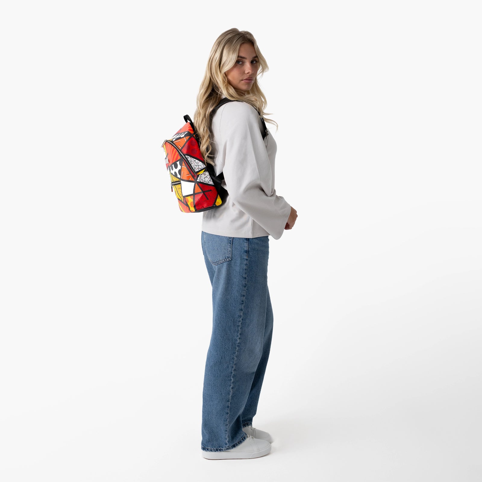 Red Landscape Britto Eco Leather Small Backpack