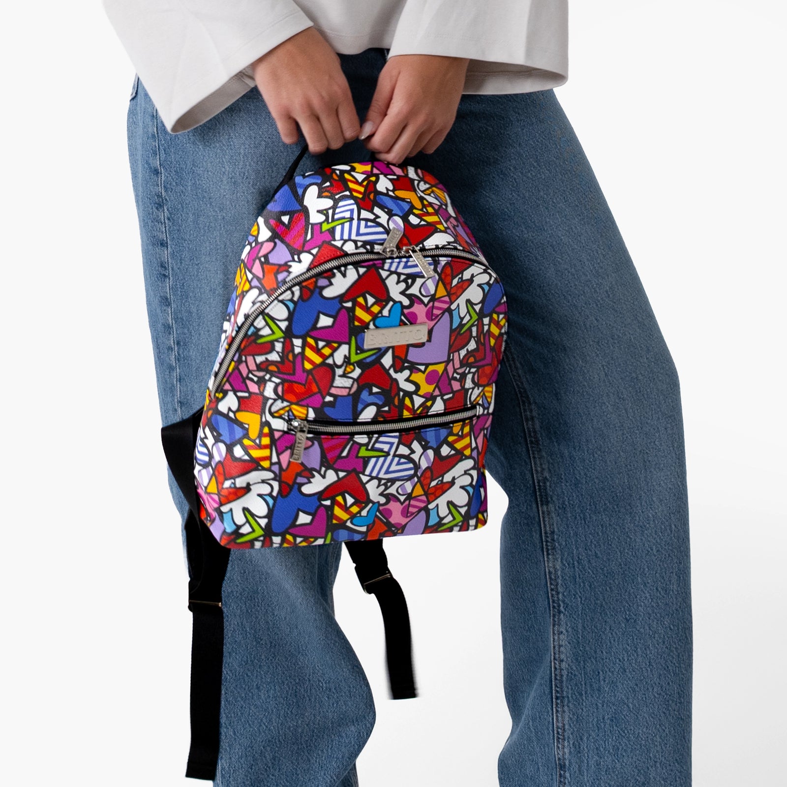 Alive Colorful Hearts Britto Eco Leather Small Backpack
