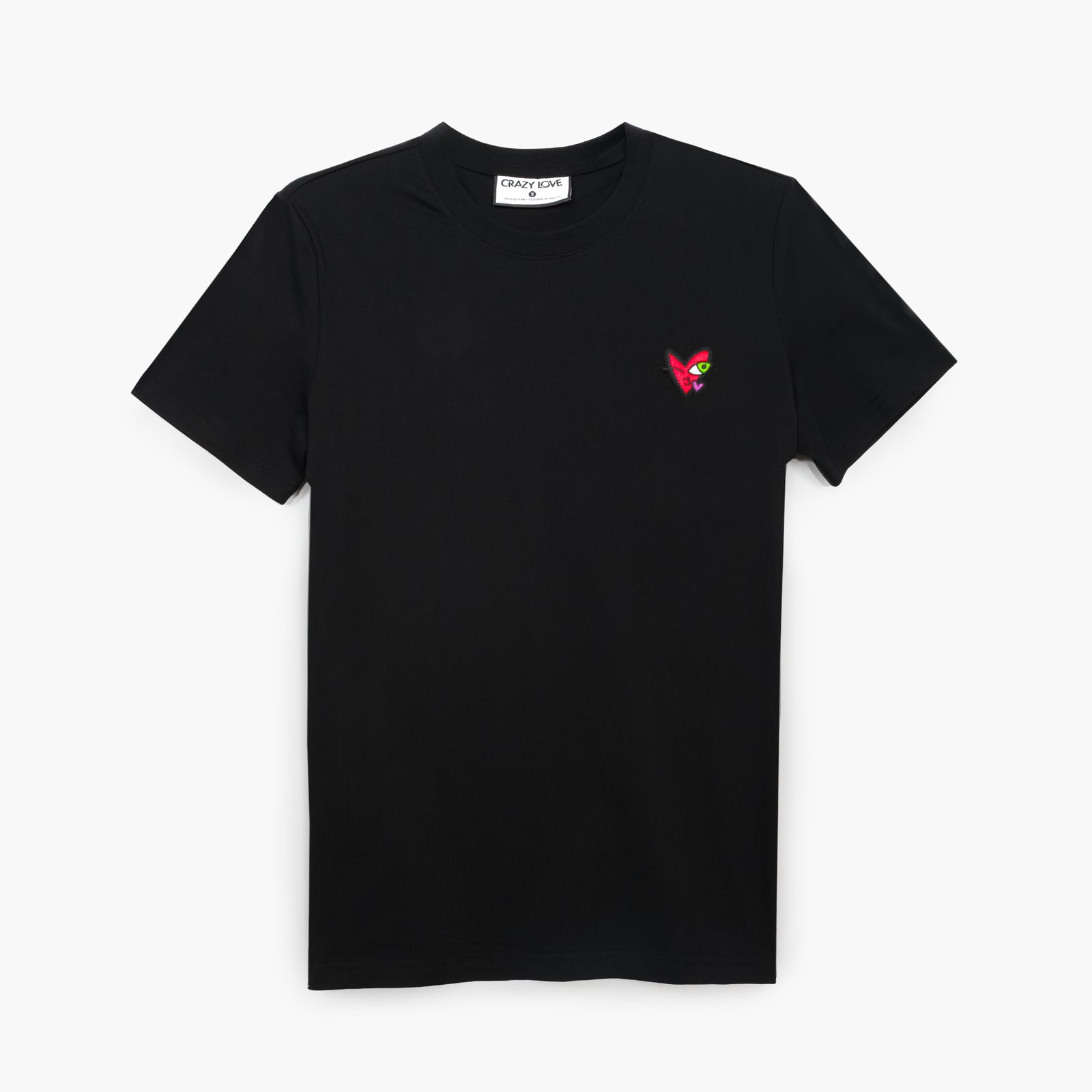 Crazy Love Small Kissing Heart Black T-Shirt for Women