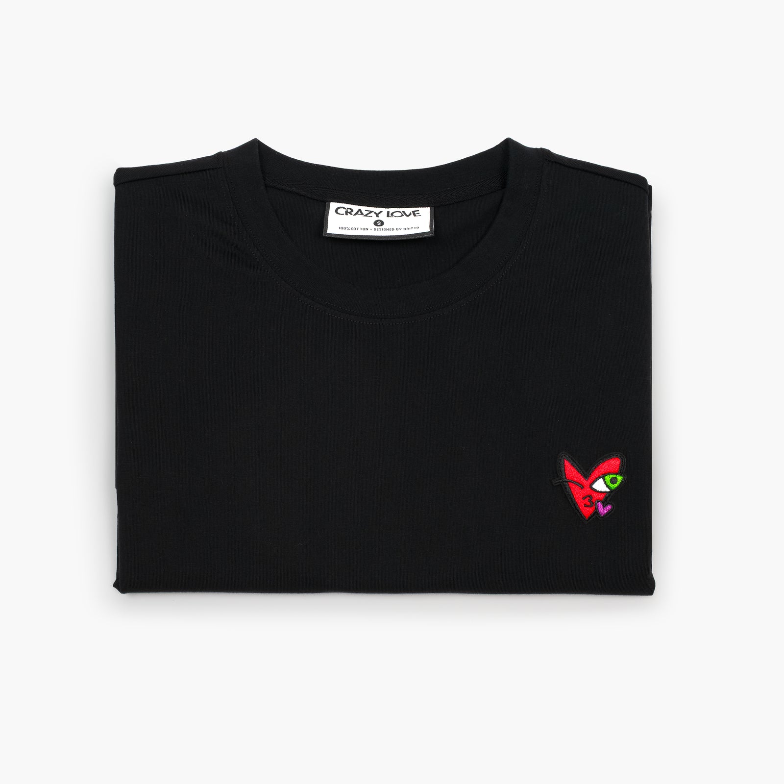 Crazy Love Small Kissing Heart Black T-Shirt for Women