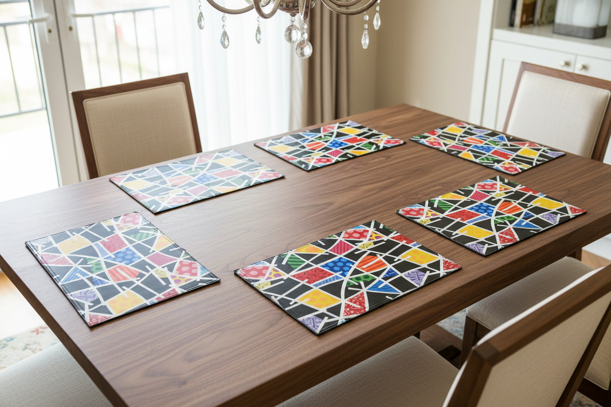 Romero Britto midnight landscape britto placemats contemporary pop art piece