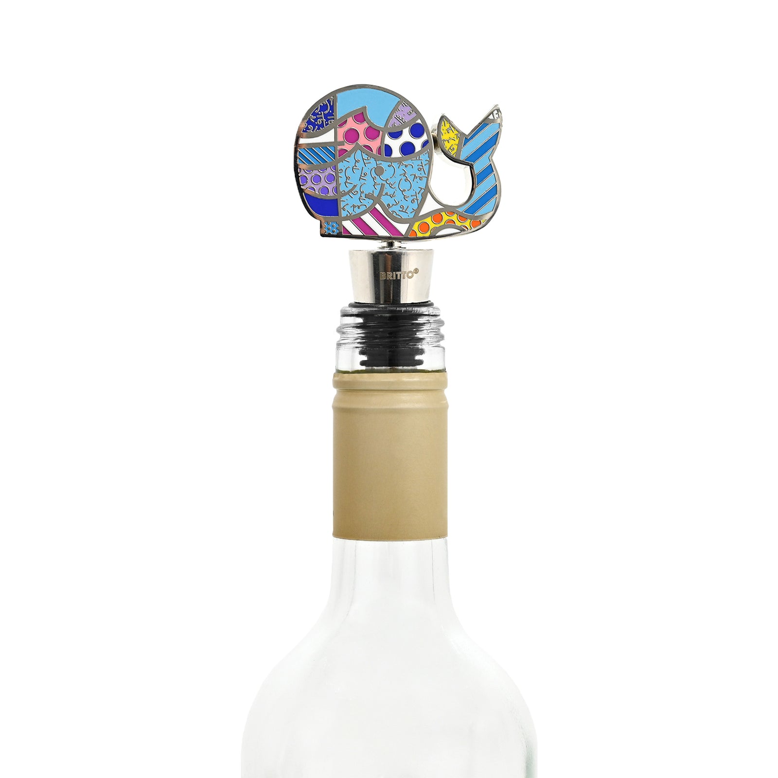 whale britto wine stopper colorful decorative collectible gift idea