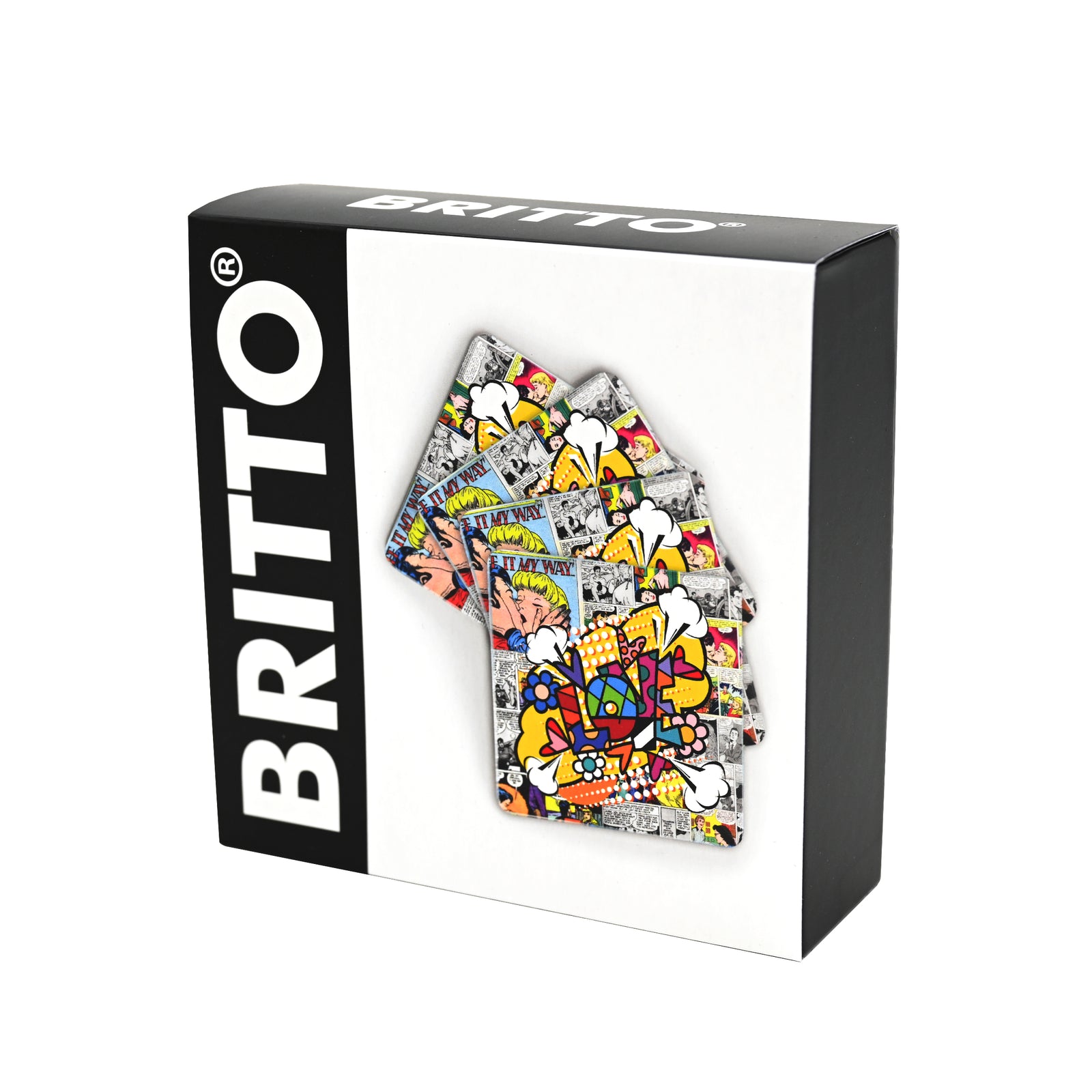 Romero Britto love word comic britto squared colorful pop art design