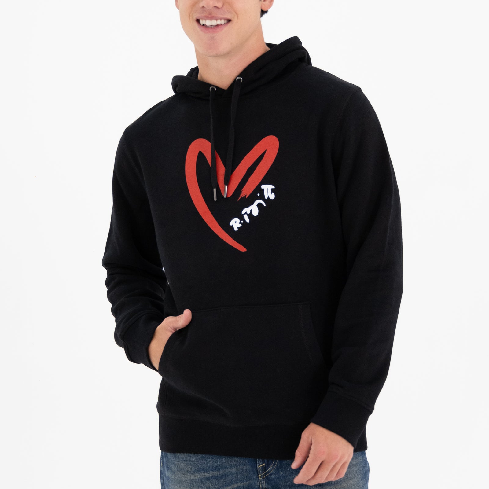 BRITTO® Hoodie - Red Heart Brushstroke Black - (Men)