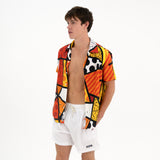 BRITTO® MEN'S SHORT SLEEVE BUTTON DOWN SHIRT - LANDSCAPE RED