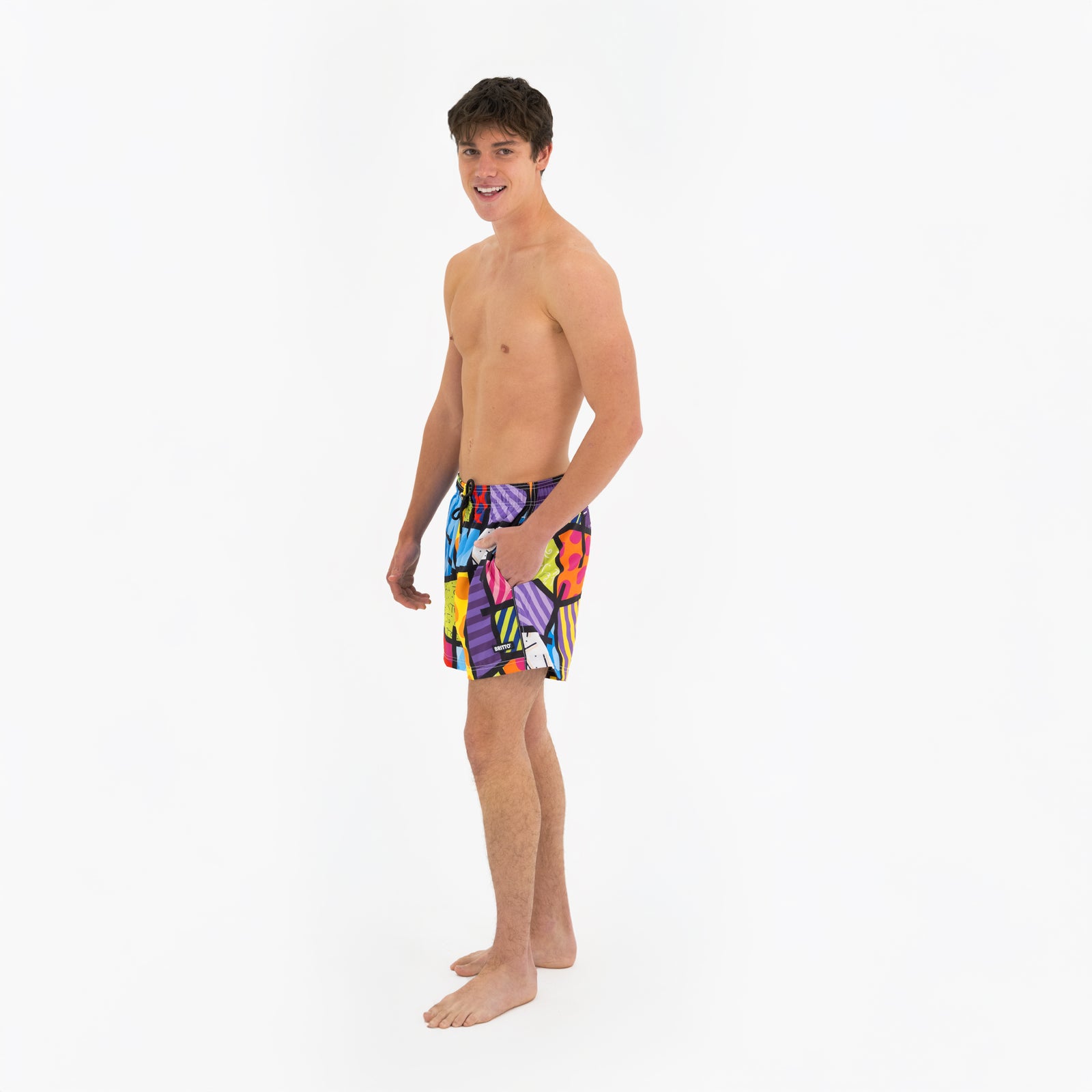 lime green landscape britto shorts colorful decorative collectible gift idea