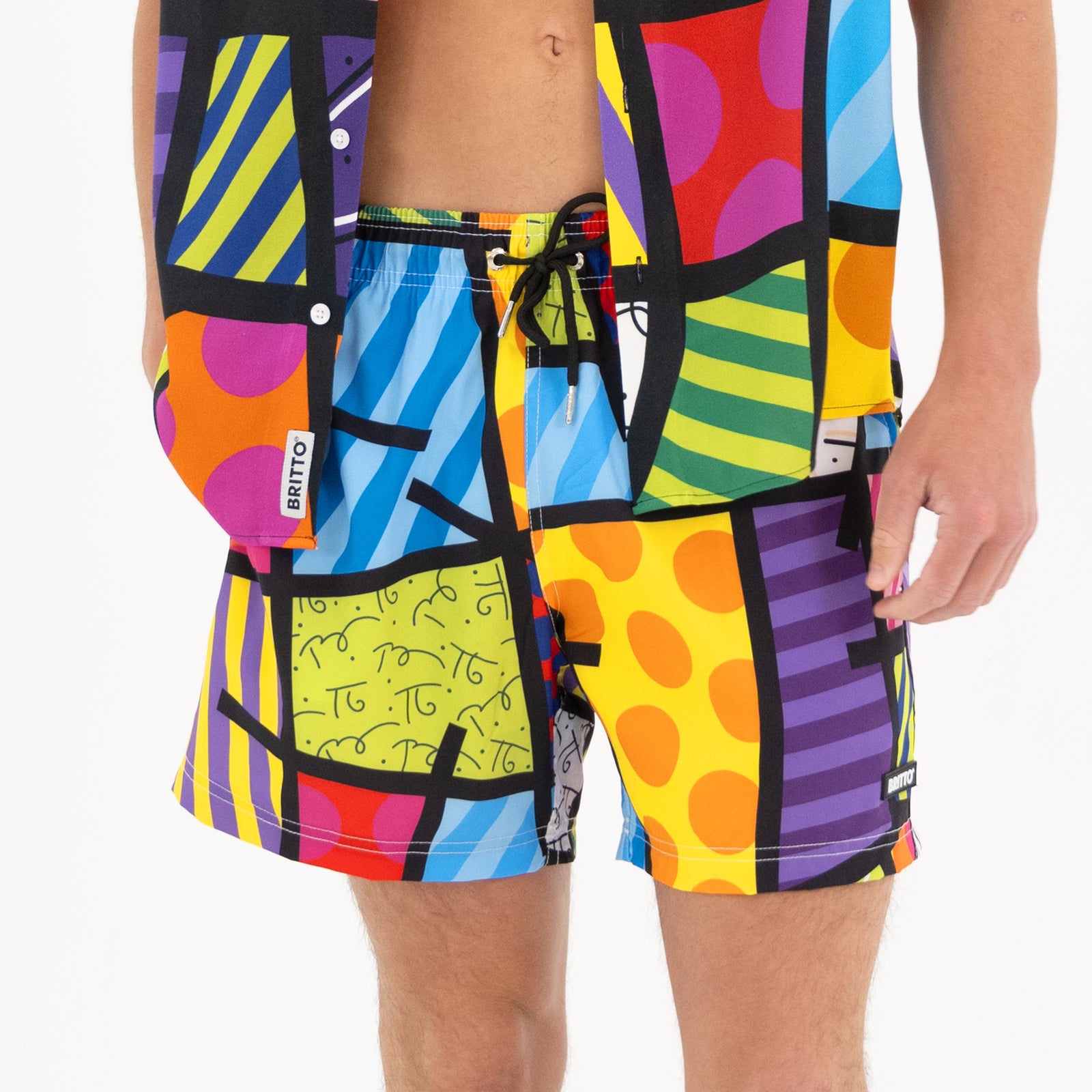 lime green landscape britto shorts artistic colorful design collectible