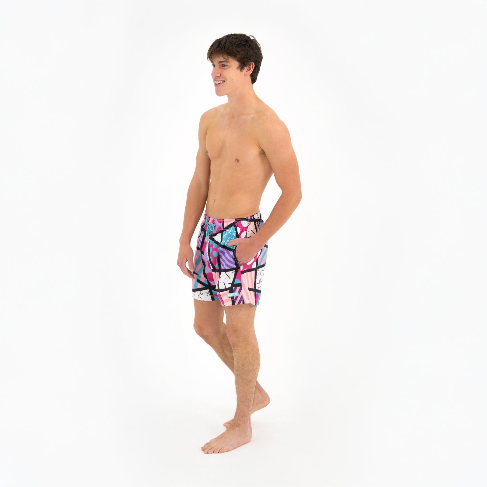 pink landscape britto shorts for colorful decorative collectible gift idea