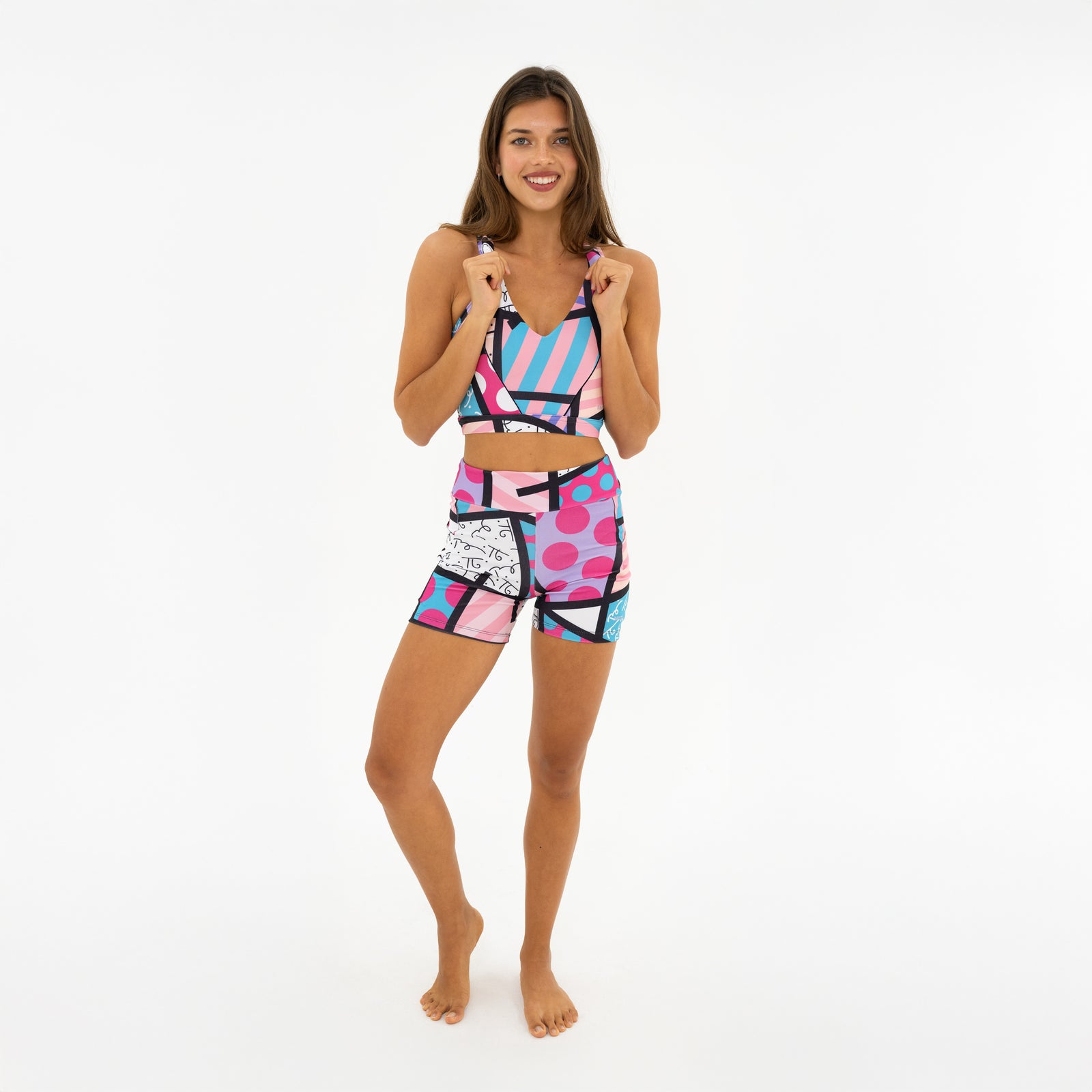 BRITTO® YOGA SHORTS - PINK LANDSCAPE - Women