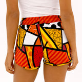 BRITTO® SHORTS - RED COLORFUL LANDSCAPE - Women