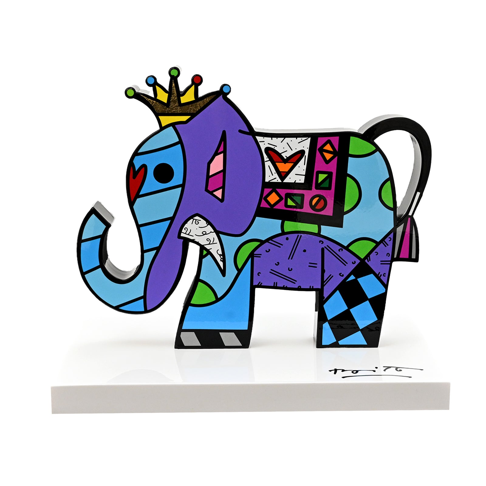 Romero Britto elephant white base limited edition colorful pop art design