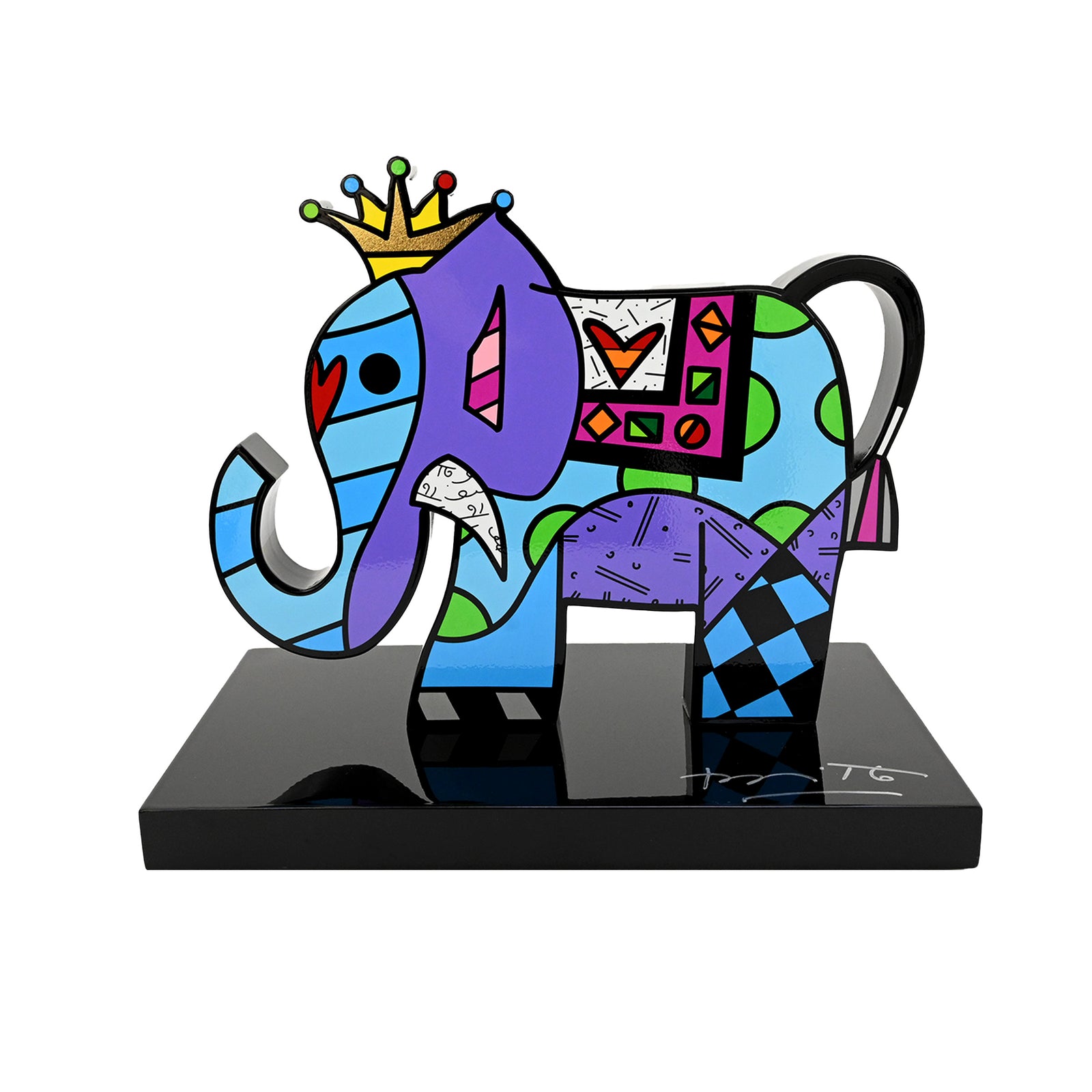 Romero Britto elephant black base limited edition colorful pop art design