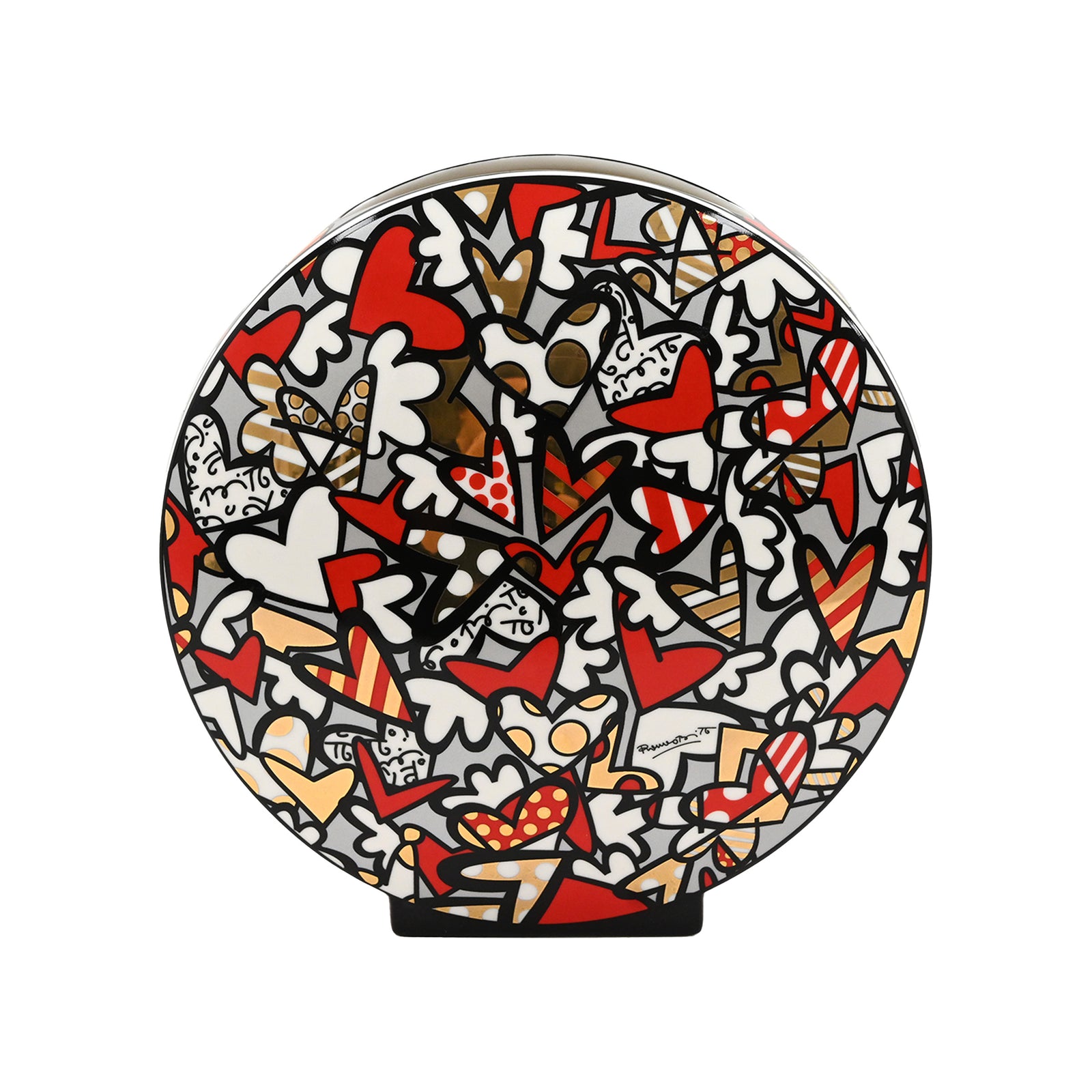 All We Need Is Love Small Red & Gold Vase - Britto Fine Porcelain Collectible