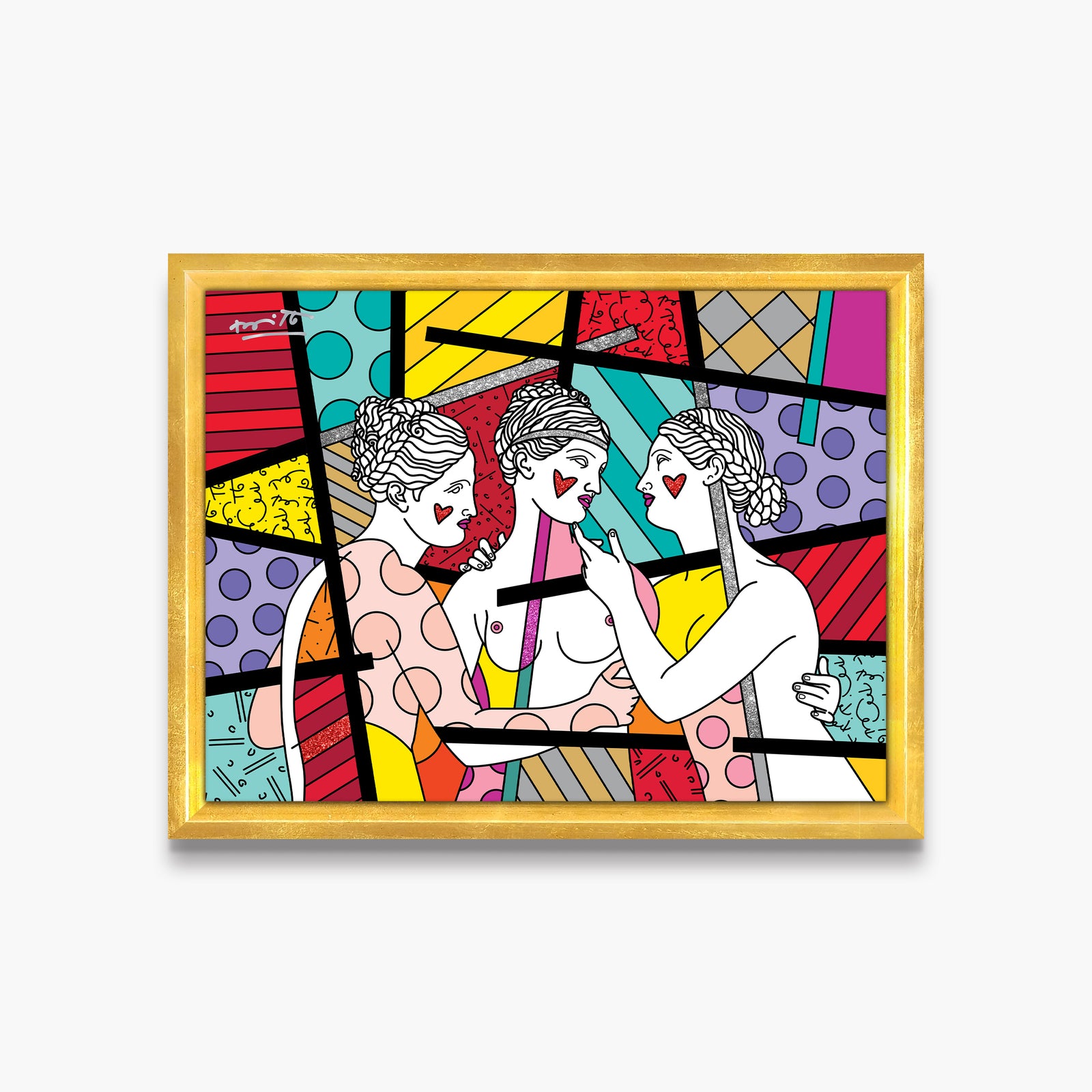 Romero Britto the three graces limited edition colorful pop art design