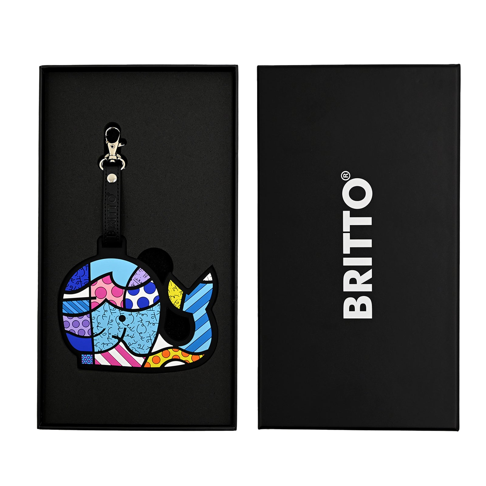Romero Britto whale britto luggage tag colorful pop art design