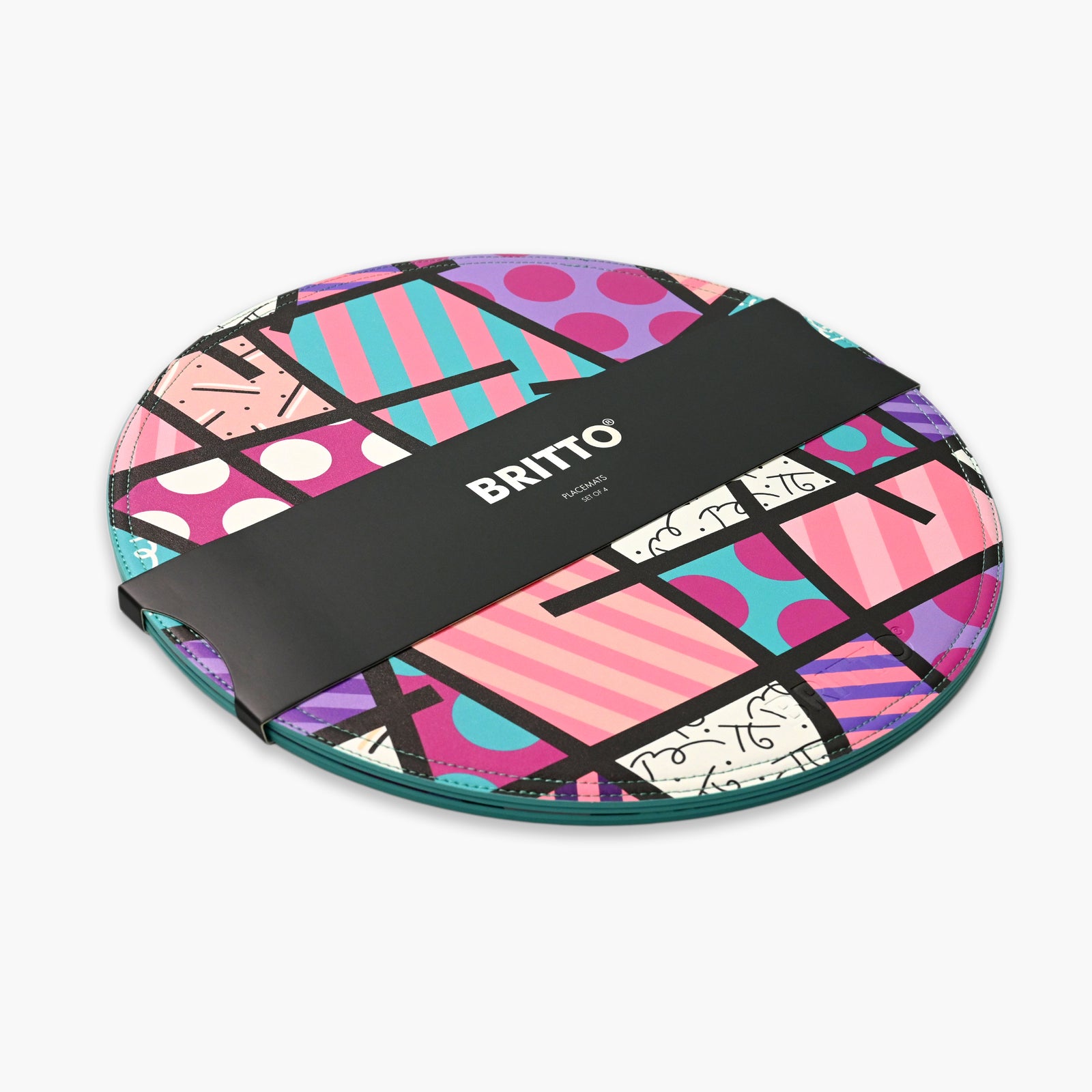 modern pop art pink landscape britto placemats vibrant home decor