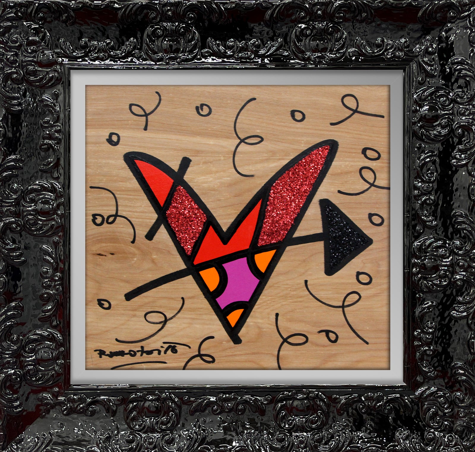 Romero Britto lovestruck original drawing contemporary pop art piece