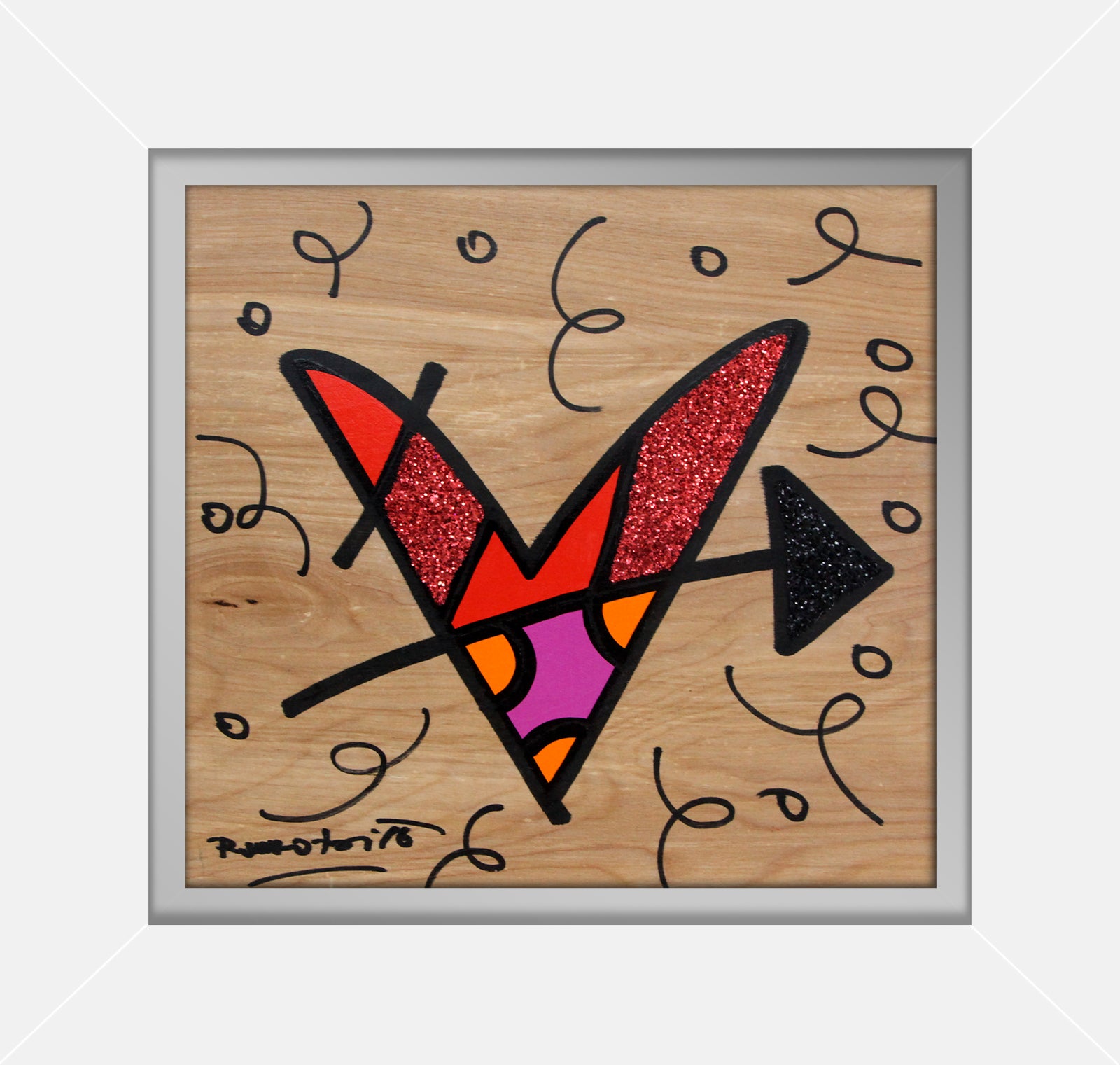Romero Britto lovestruck original drawing colorful pop art design