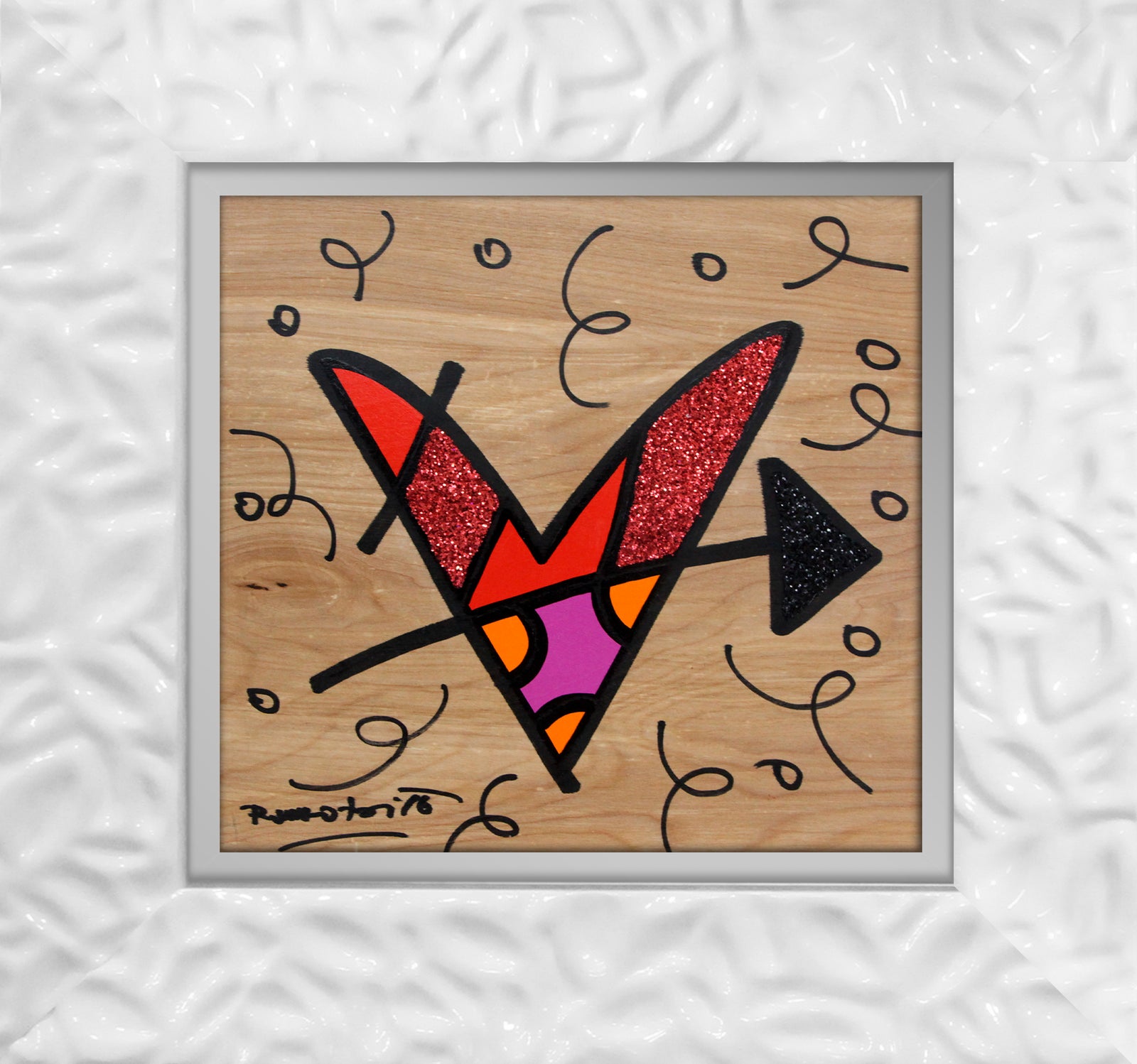 Romero Britto lovestruck original drawing contemporary pop art piece