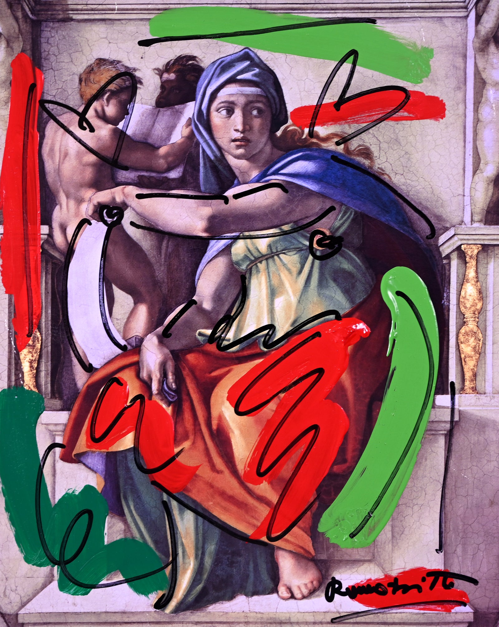 Romero Britto delphic sibyl mixed media original colorful pop art design