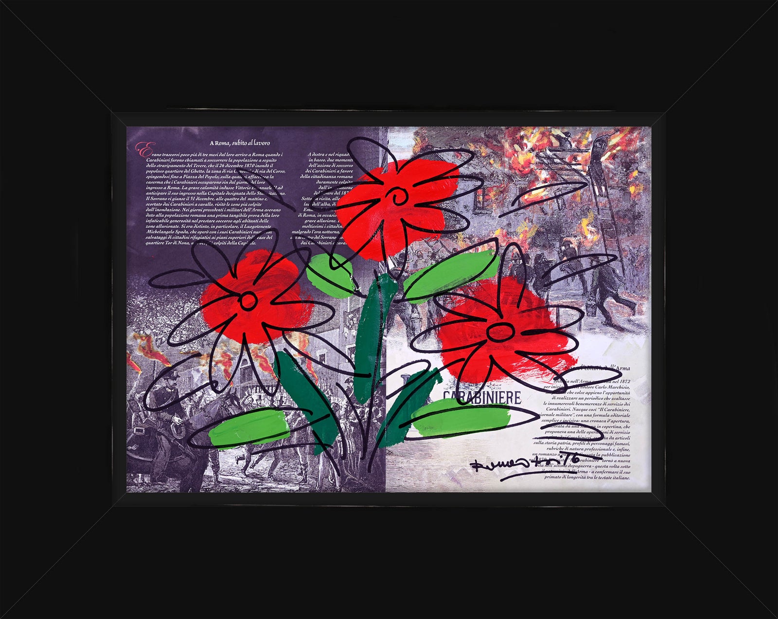Romero Britto thomas flower original drawing colorful pop art design
