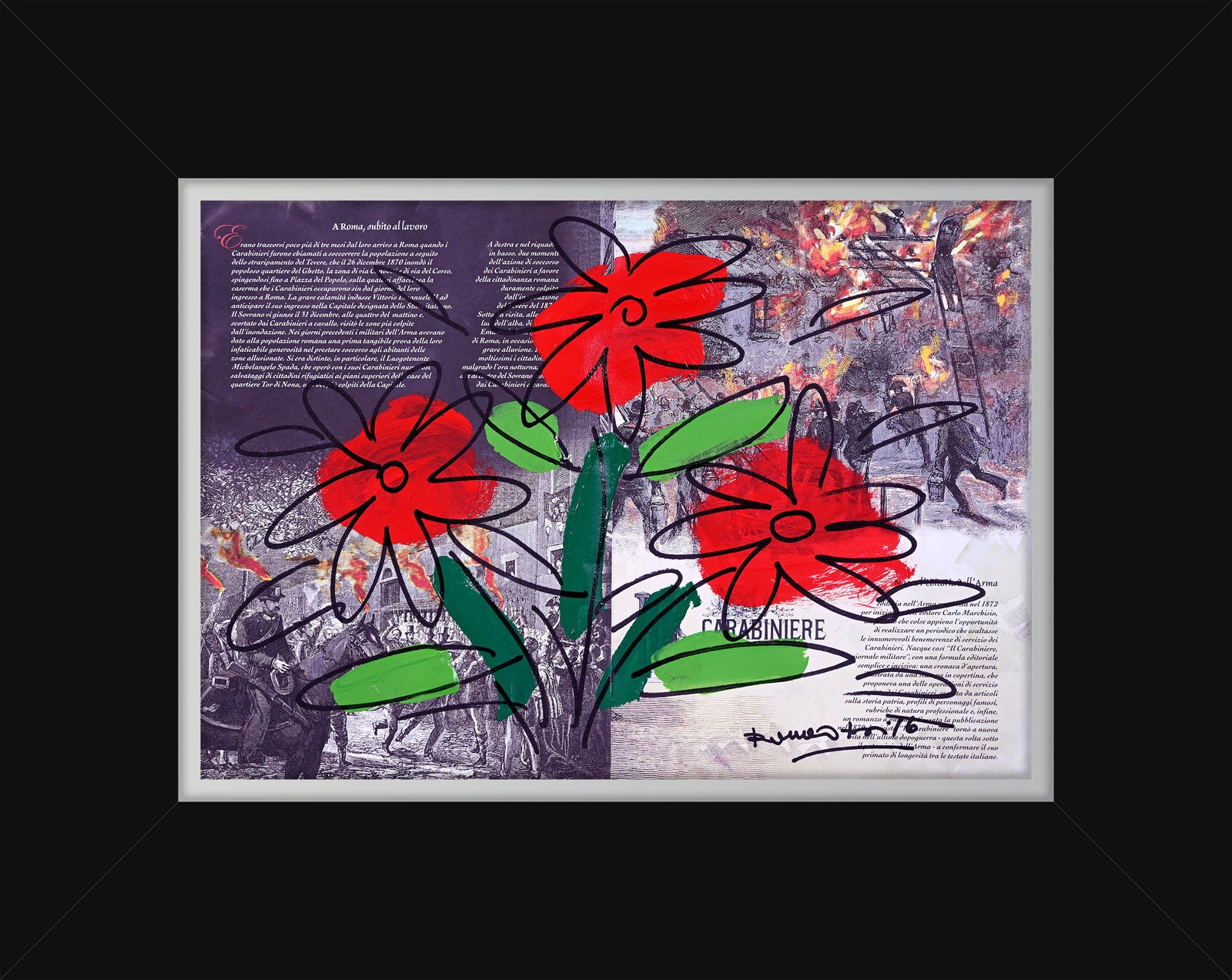 thomas flower original drawing colorful decorative collectible gift idea