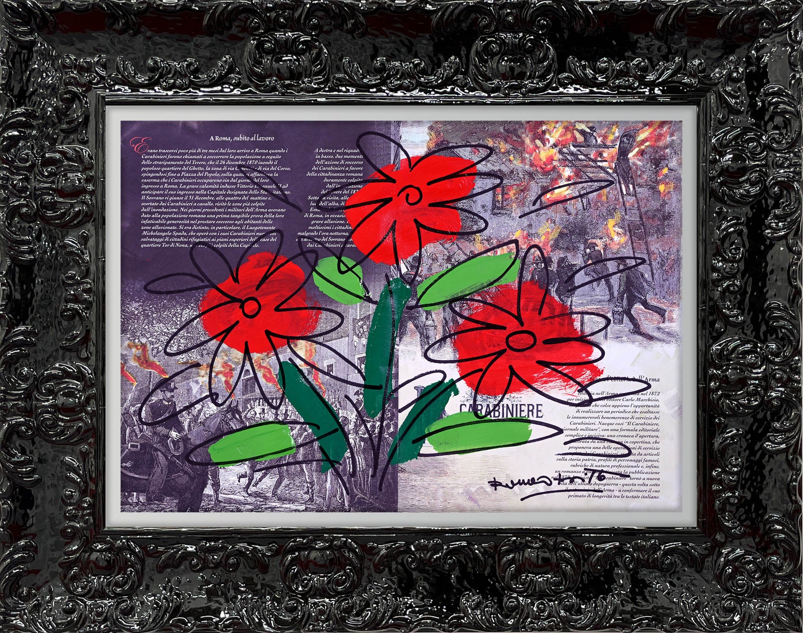 thomas flower original drawing artistic colorful design collectible