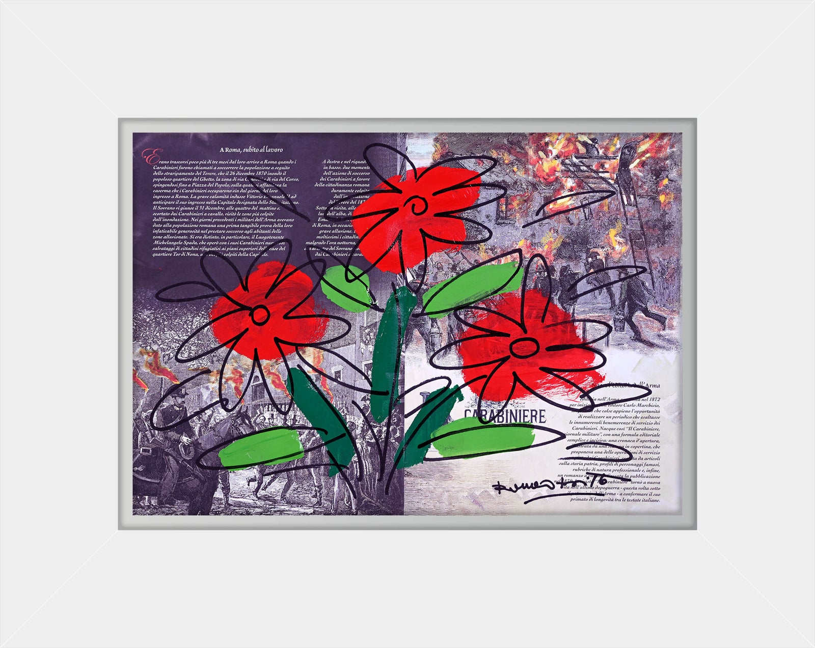 thomas flower original drawing artistic colorful design collectible