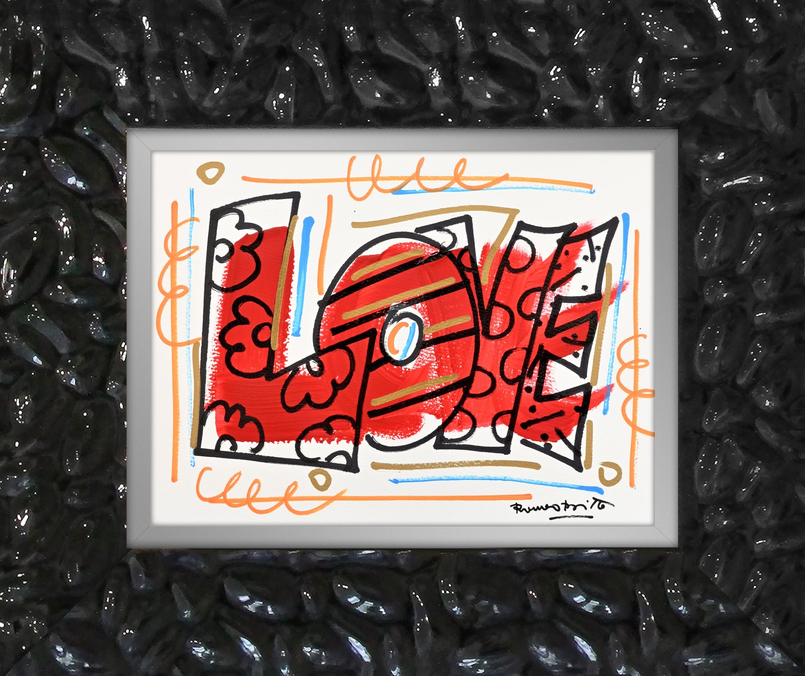 Romero Britto love original drawing colorful pop art design