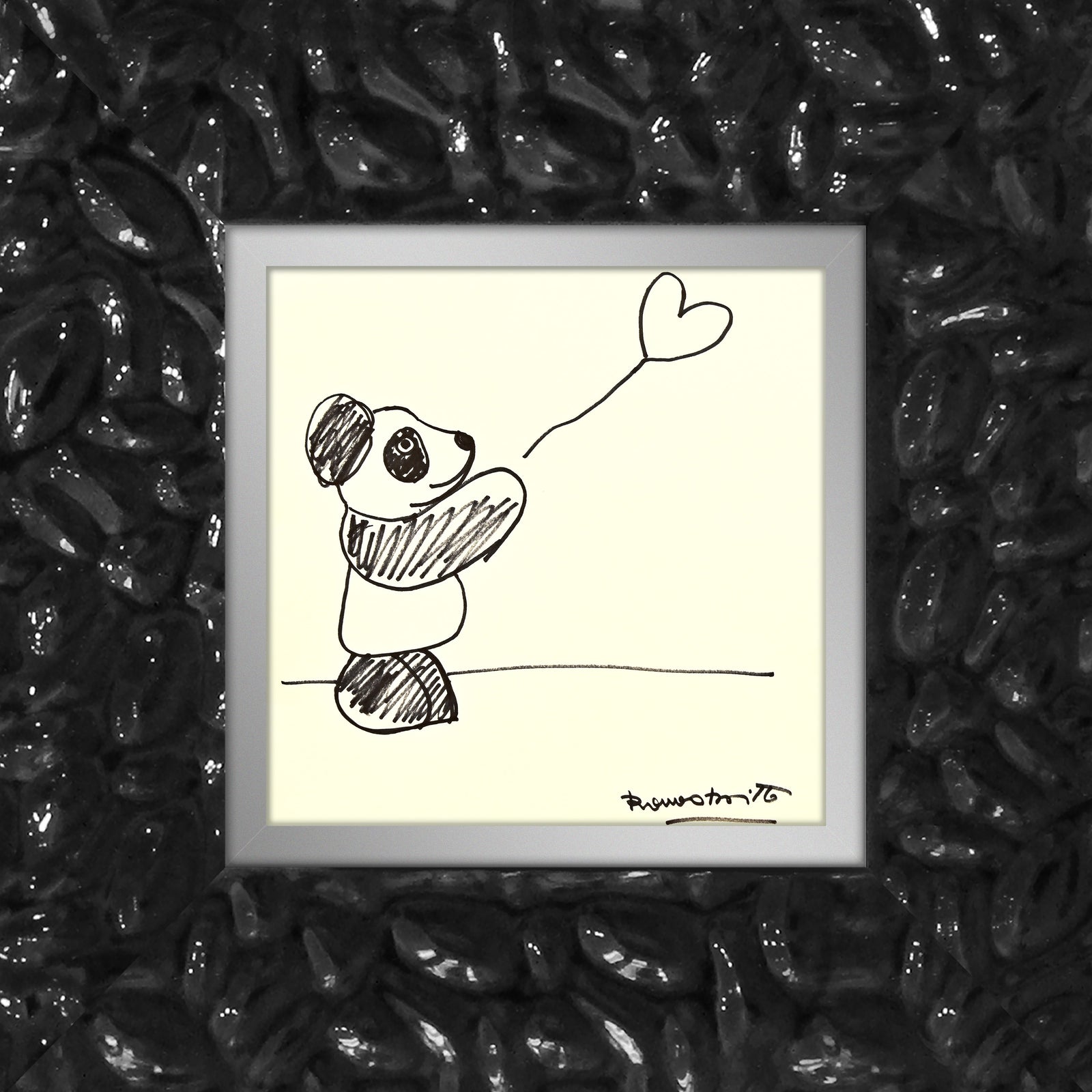 modern pop art panda bear original drawing vibrant home decor