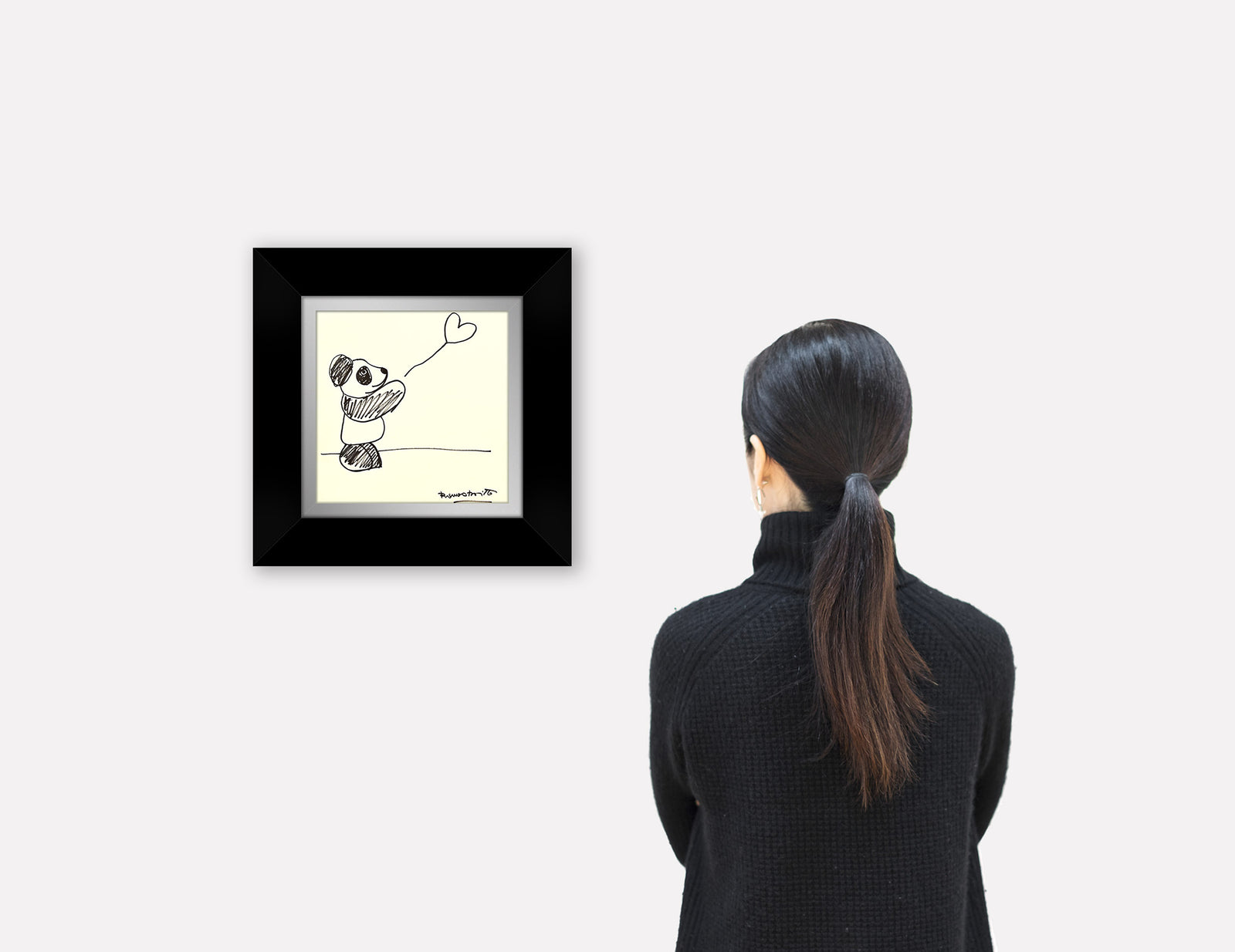 modern pop art panda bear original drawing vibrant home decor