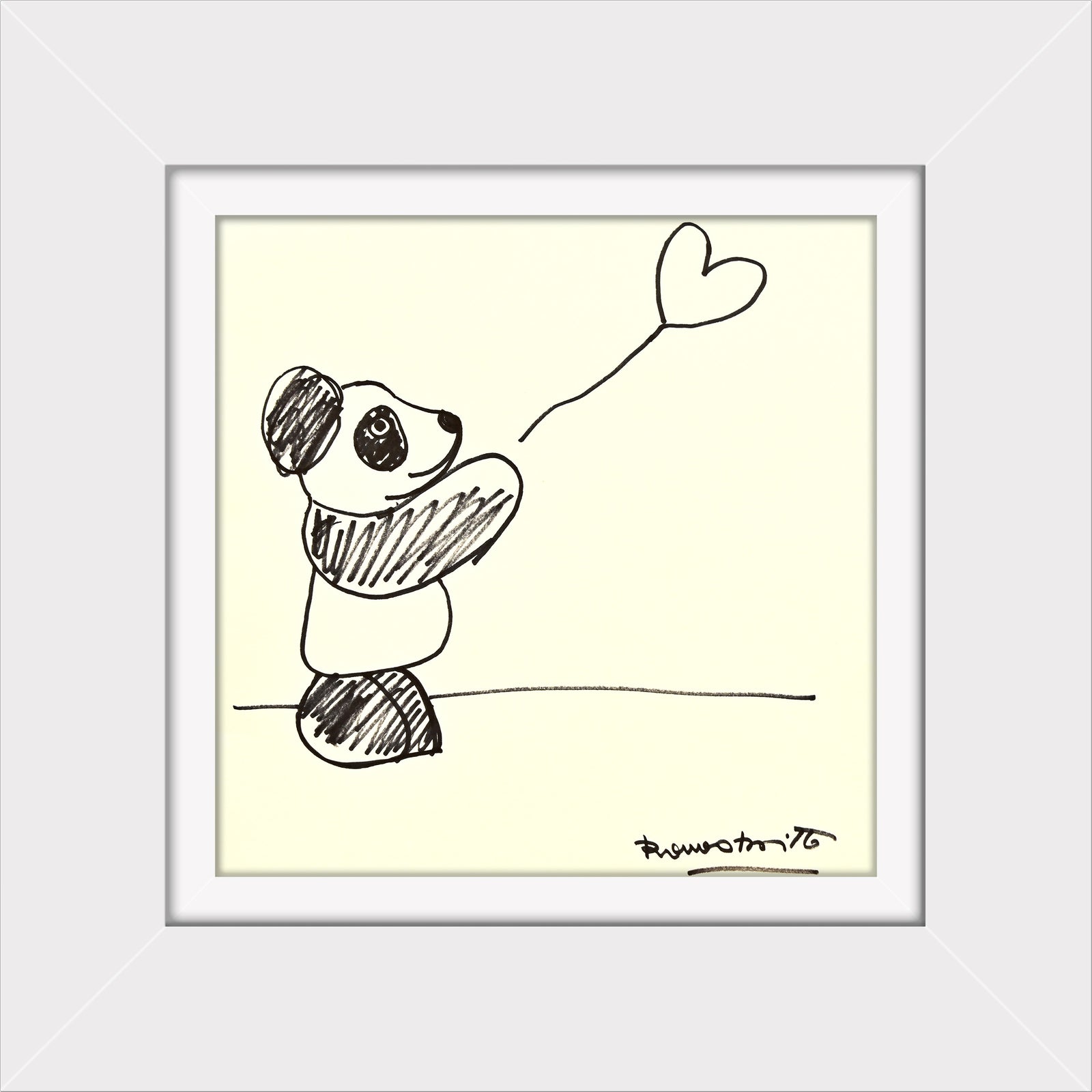 modern pop art panda bear original drawing vibrant home decor
