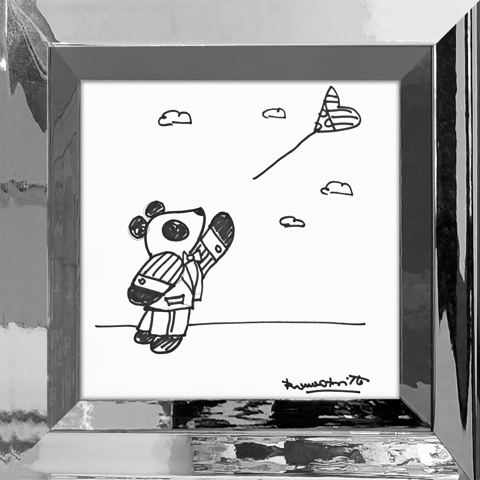 modern pop art panda original drawing vibrant home decor