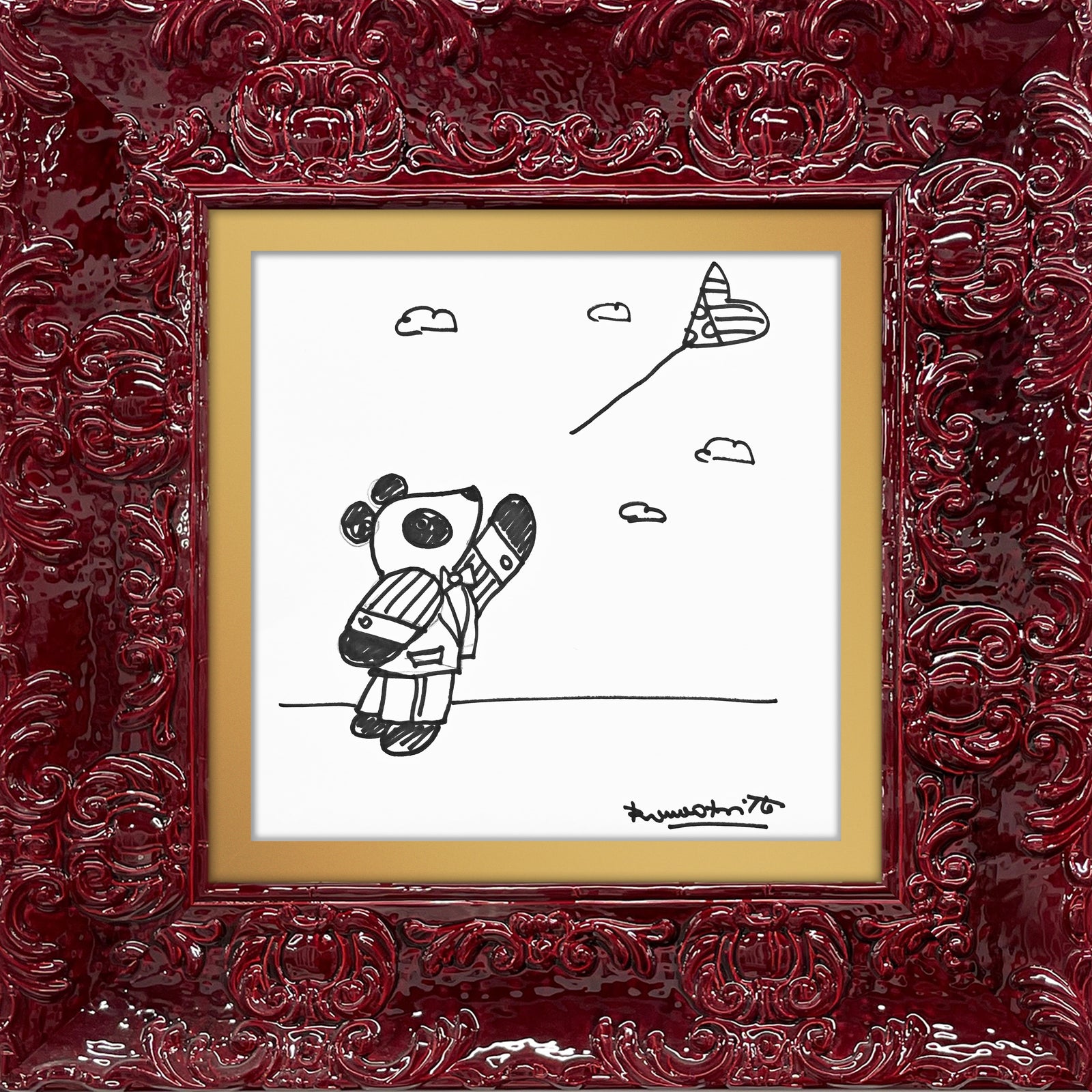 panda original drawing artistic colorful design collectible