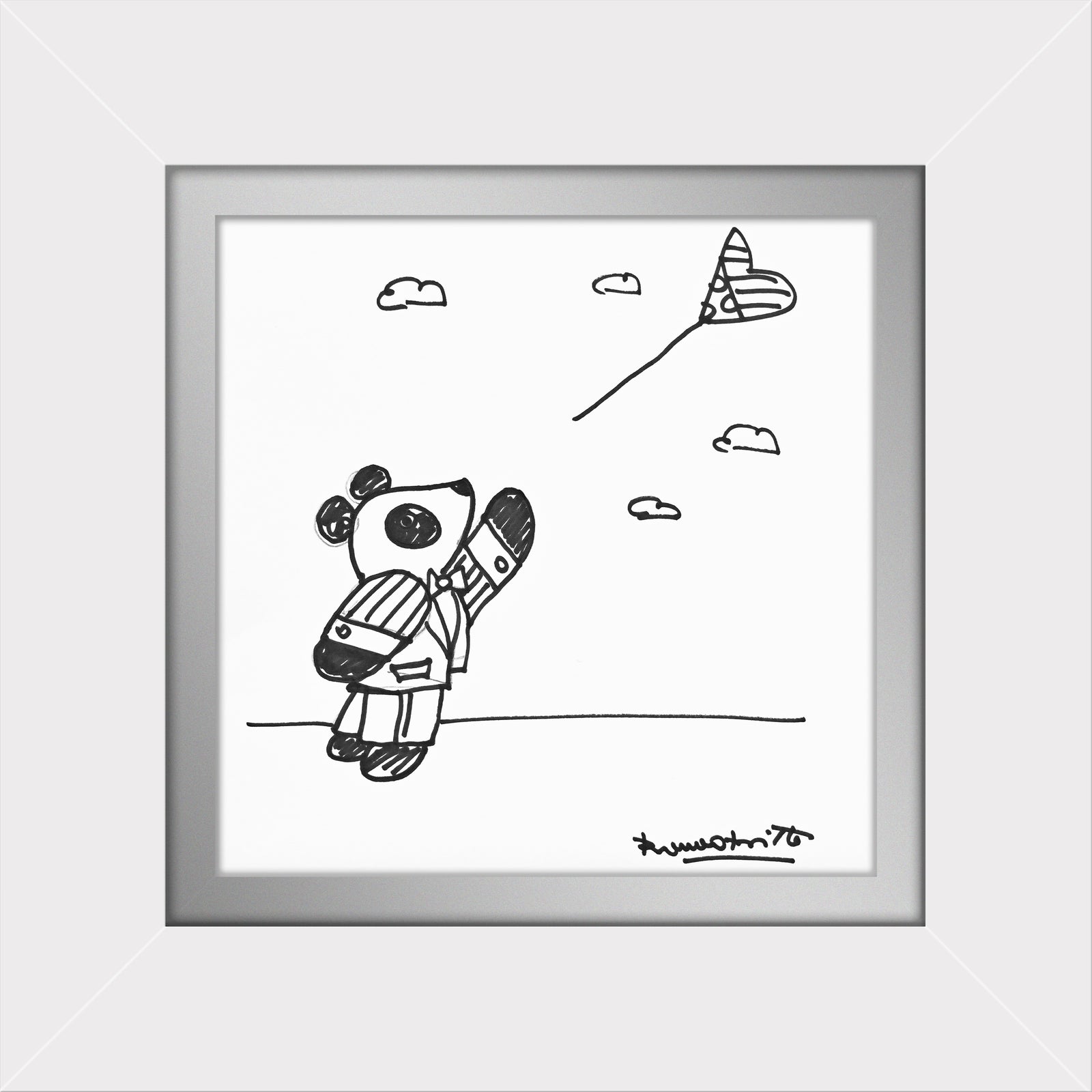 Romero Britto panda original drawing colorful pop art design