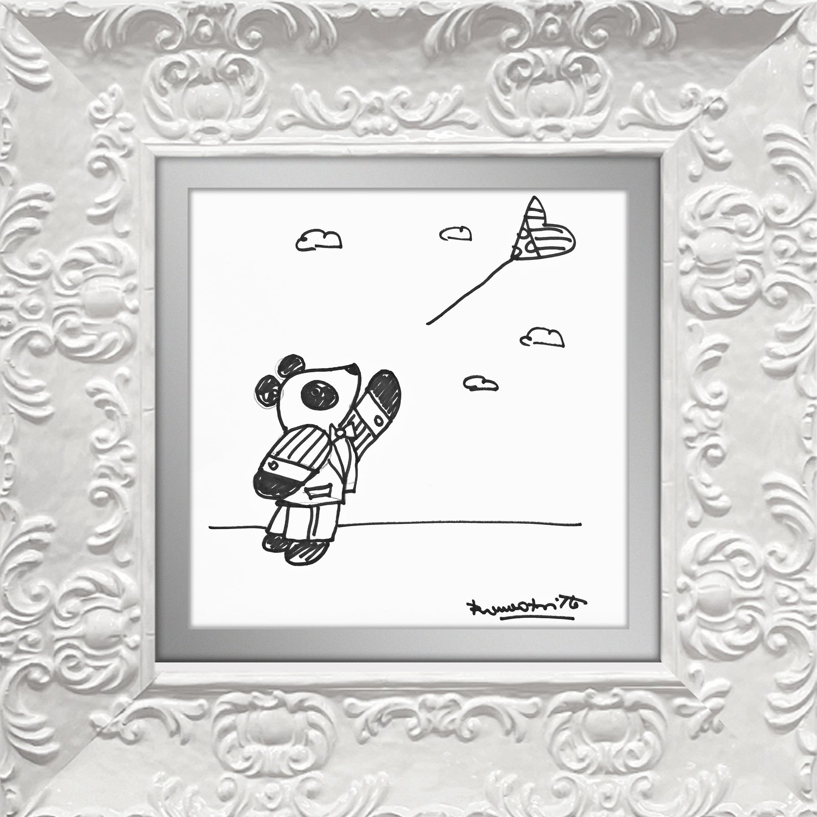 modern pop art panda original drawing vibrant home decor