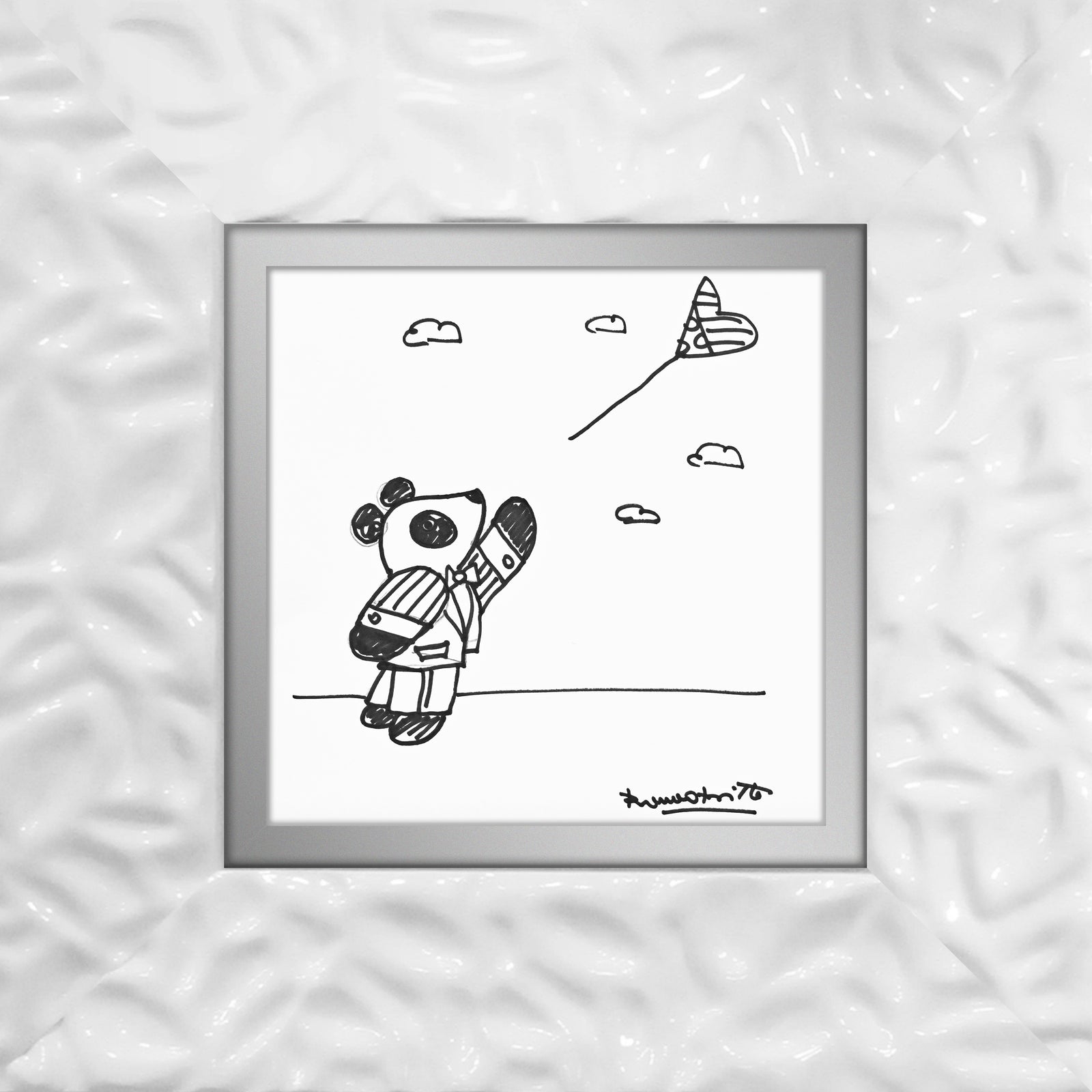 Romero Britto panda original drawing contemporary pop art piece