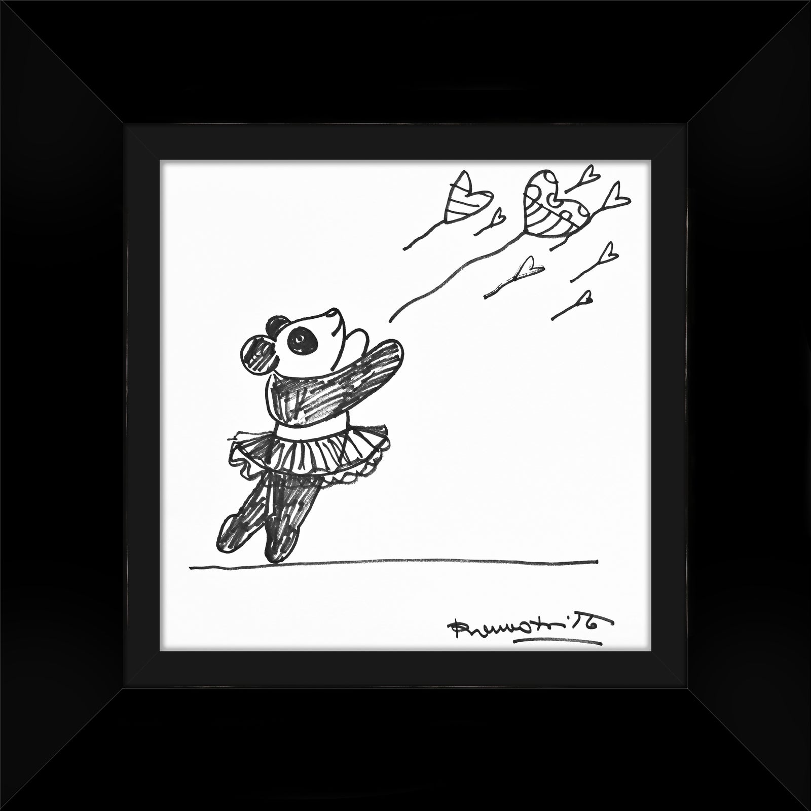 modern pop art panda original drawing vibrant home decor
