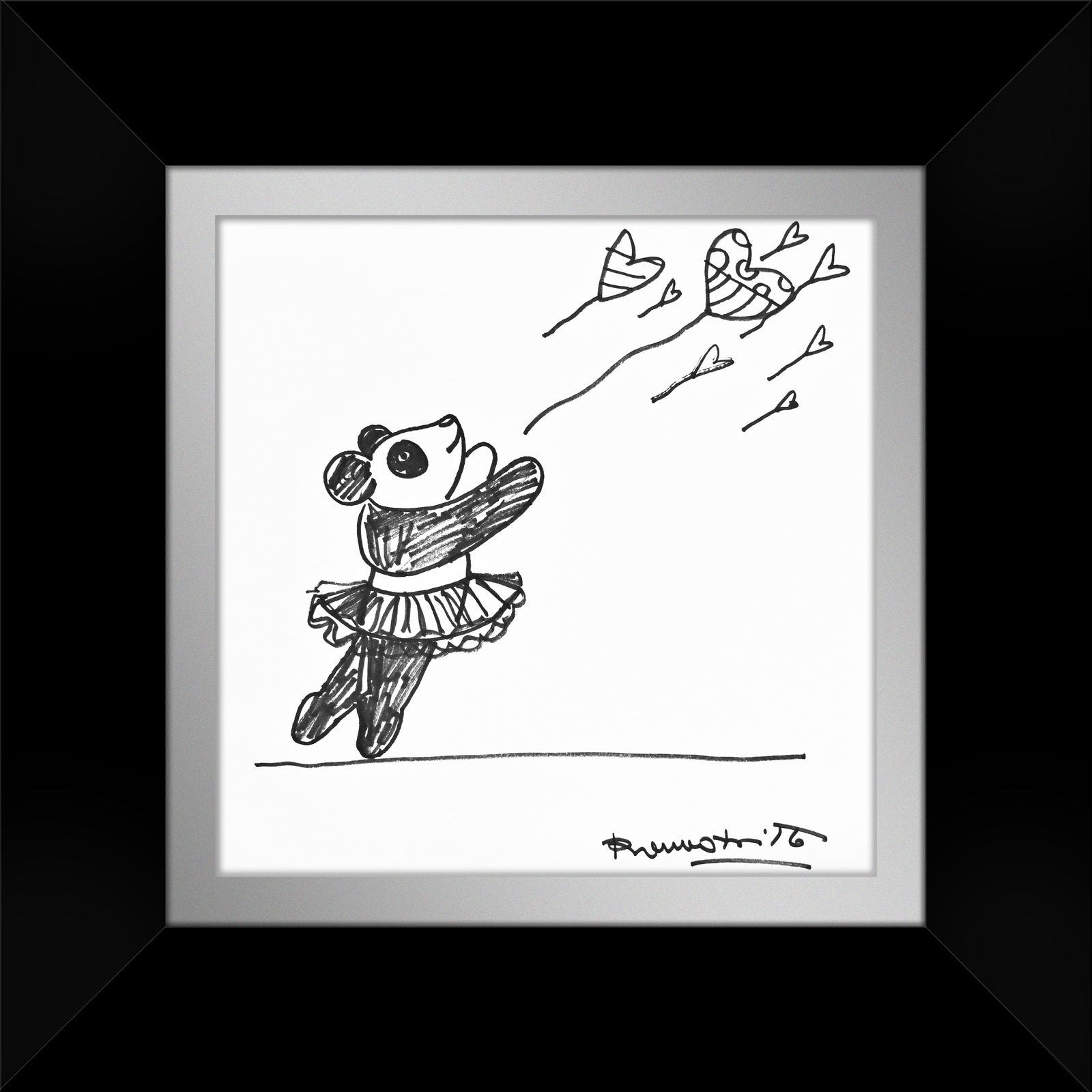 panda original drawing artistic colorful design collectible