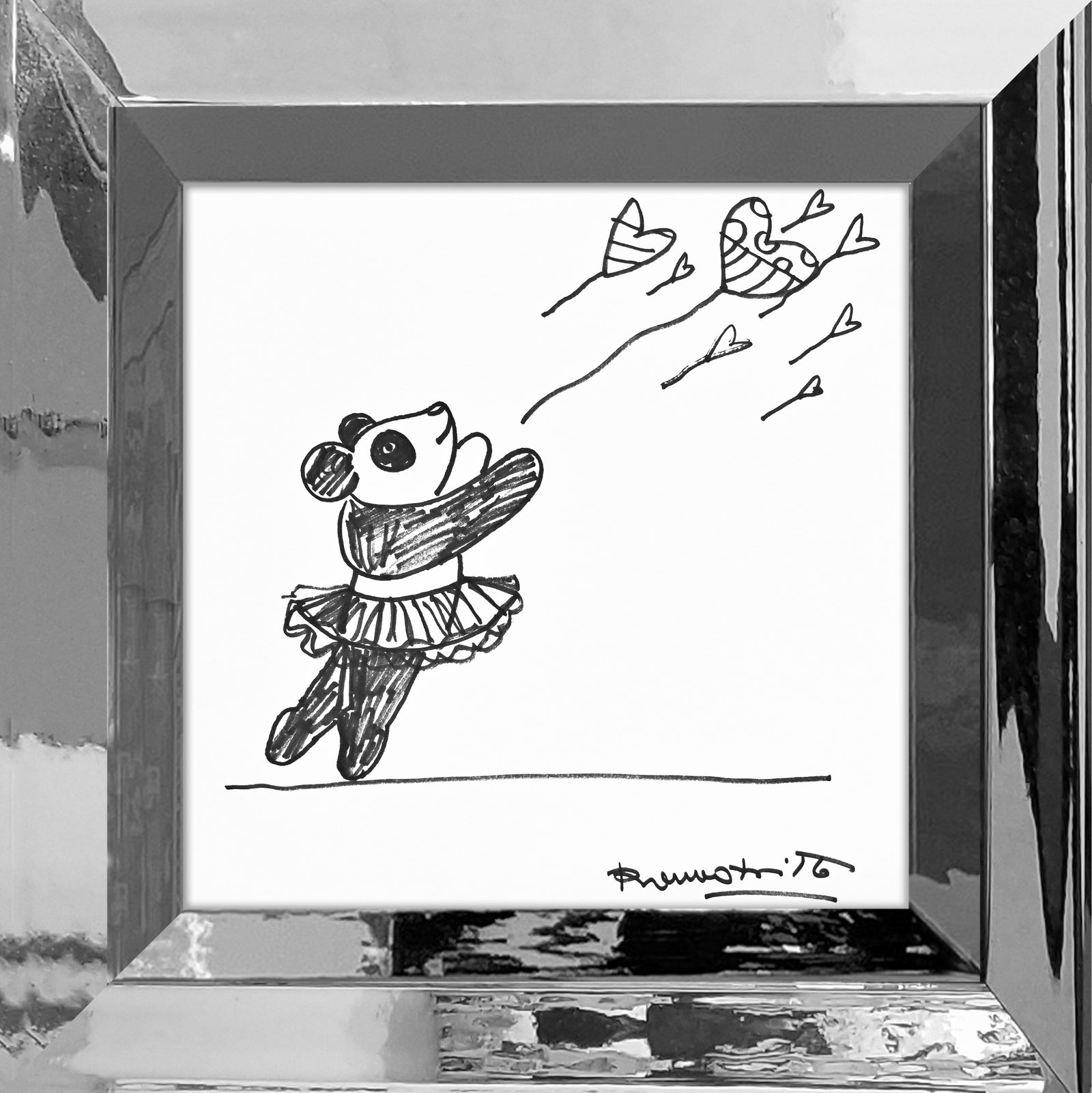 modern pop art panda original drawing vibrant home decor