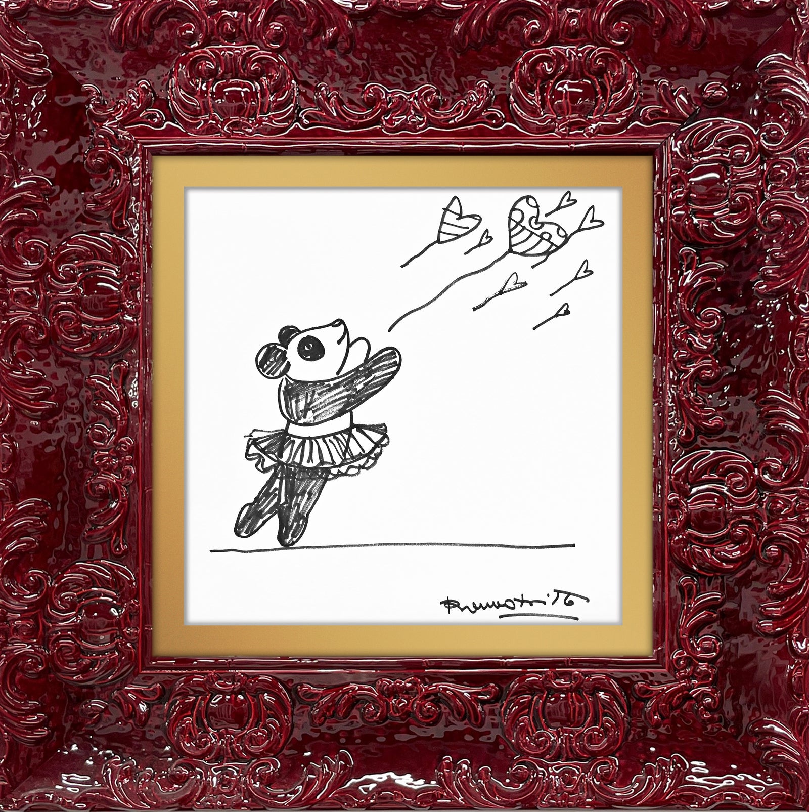panda original drawing artistic colorful design collectible